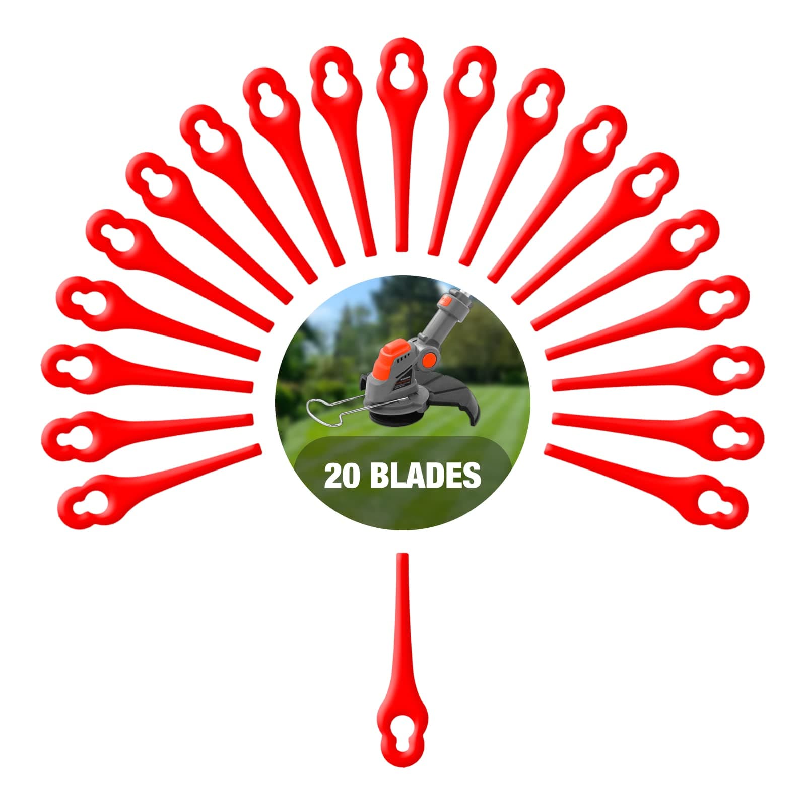 Terratek Genuine 20x Strimmer Blades Replacement Multi Pack For The TTCGT18, GGCGT18, GGSBUN & TCSBUN Strimmer Range Only. These Grass Trimmer Blades Will Only Fit The Cordless Strimmer Mentioned