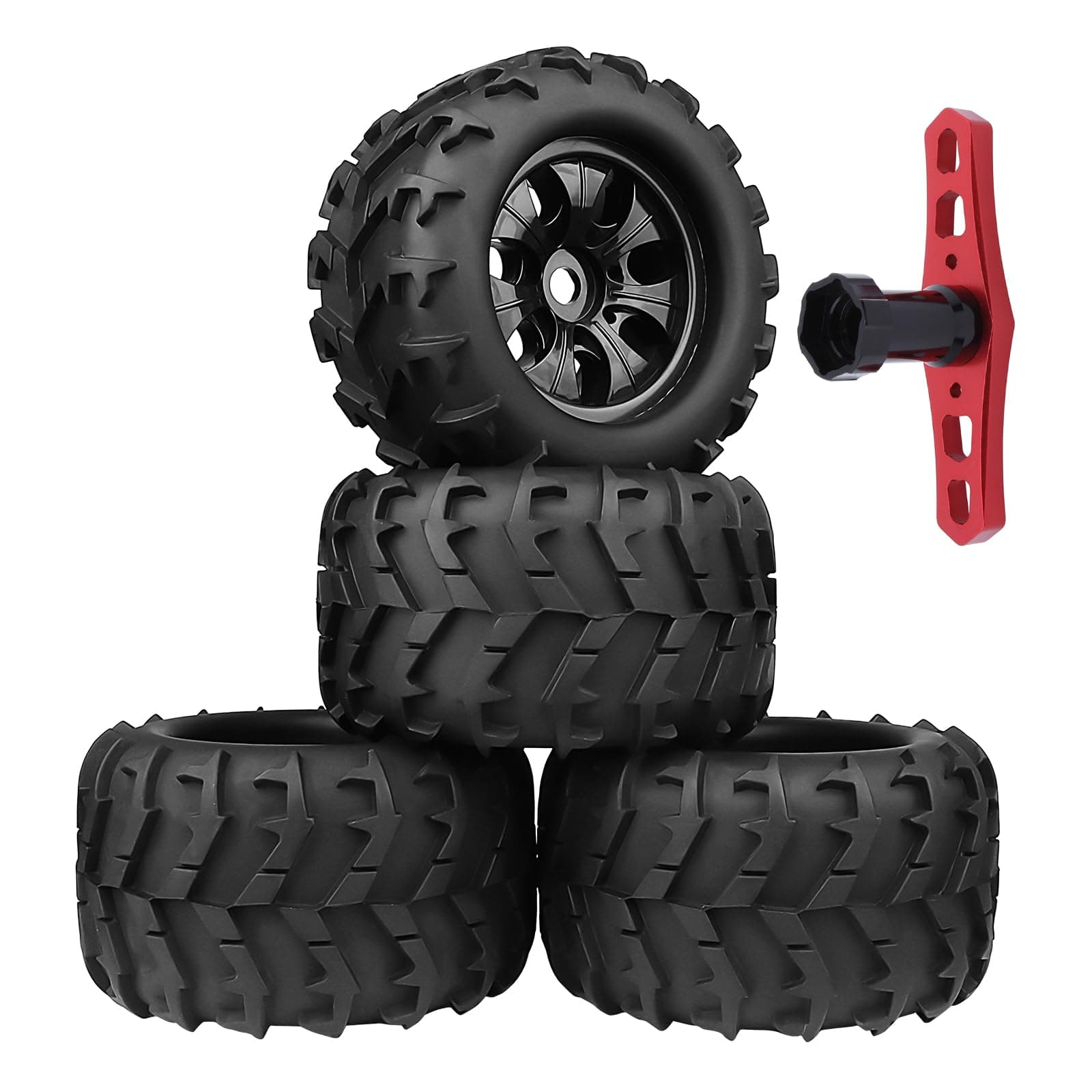 PreGlued 1/8 RC Monster Truck Buggy Wheels and Tires 17mm Hex with Foam Inserts for Traxxas Maxx Tmaxx E-Revo 2.0 3.3 Arrma Kraton Typhon 6S HSP HPI Savage Flux Redcat Kaiju