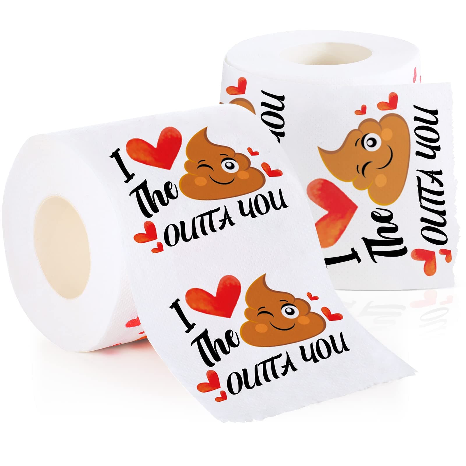 2 Rolls Funny Toilet Paper Romantic Novelty Toilet Paper Heart Funny Gag Gift for Boyfriend Girlfriend Friend Sister on Anniversary, Wedding