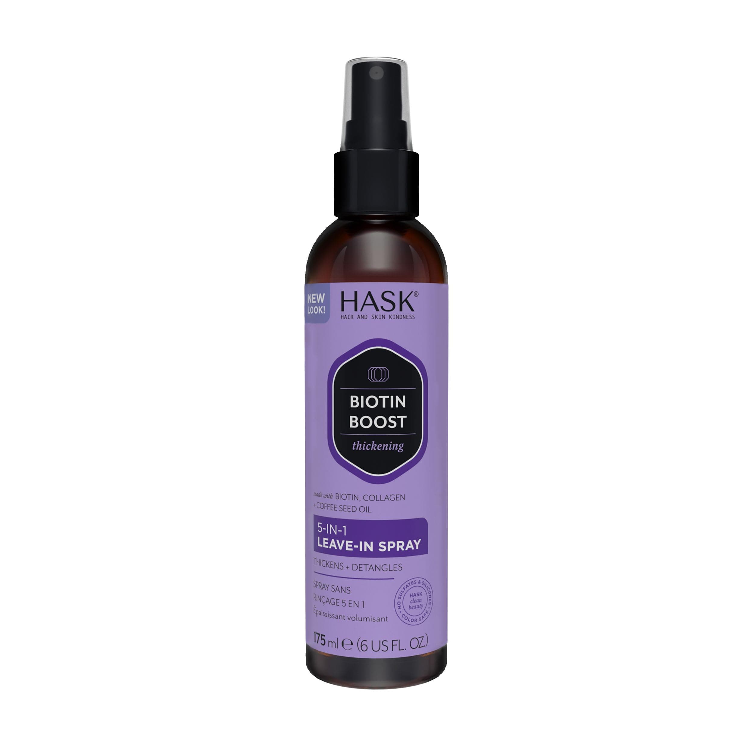 HASK Thickening BIOTIN 5-in-1 Leave In Conditioner Spray for all hair types, color safe, gluten free, sulfate free, paraben free - 6 Fl Oz
