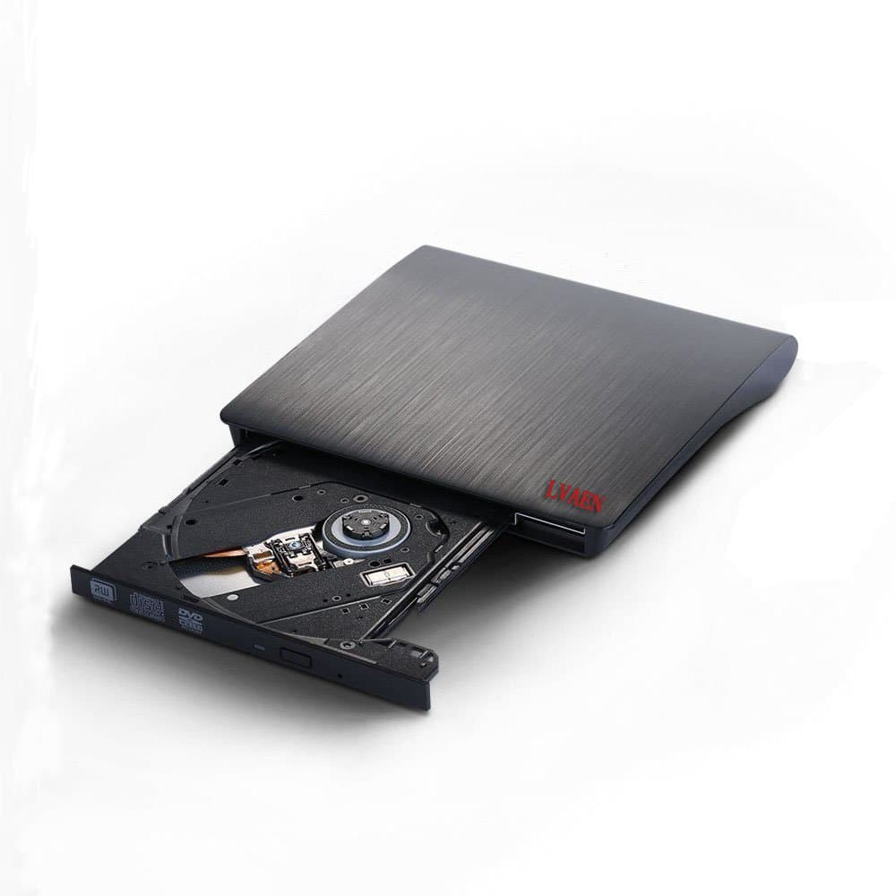 Lvaen External DVD Drive, USB 3.0 Slim Portable CD/DVD-RW Combo Burner Writer Player Optical Drive for Apple Macbook, Macbook Air, Laptops, Desktops (Black)