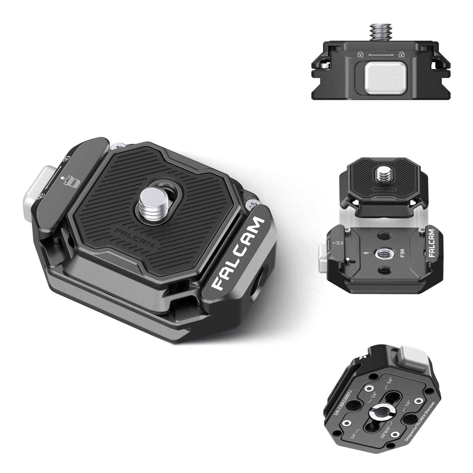 VIJIM ULANZI Falcam F38 Multi-Hole Camera Quick Release Plate Kit, 38mm Universal Camera Mounting Adapter w 1/4in-3/8in Screw Thread,Aluminum Quick Release System QR Plate