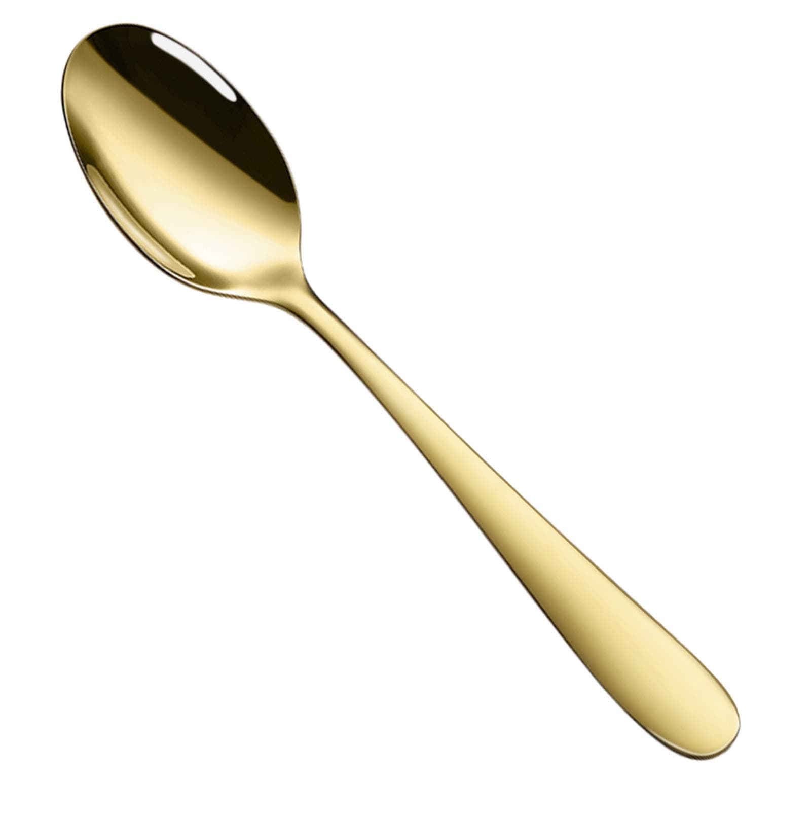 Gold Dinner Spoons Set of 8, Stainless Steel 7.6 Inch Golden Dinner Table Spoon, Mirror Finish 8-Piece Dinner Soup Spoons Sets, Dishwasher Safe