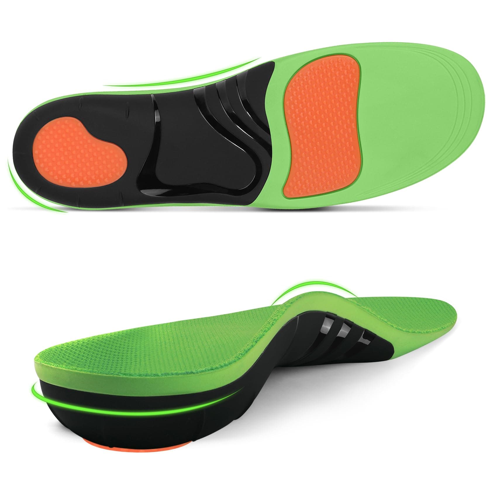 Plantar Fasciitis Insoles, 220+ lbs High Arch Support Inserts for Men Women, Heavy Duty Flat Feet Pain Relief Orthotic Running Athletic Work Boot Insoles for Standing All Day-L