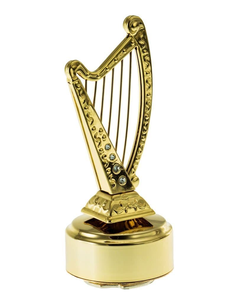 24K Gold Plated Harp Music Box Made with Genuine Matashi Crystals