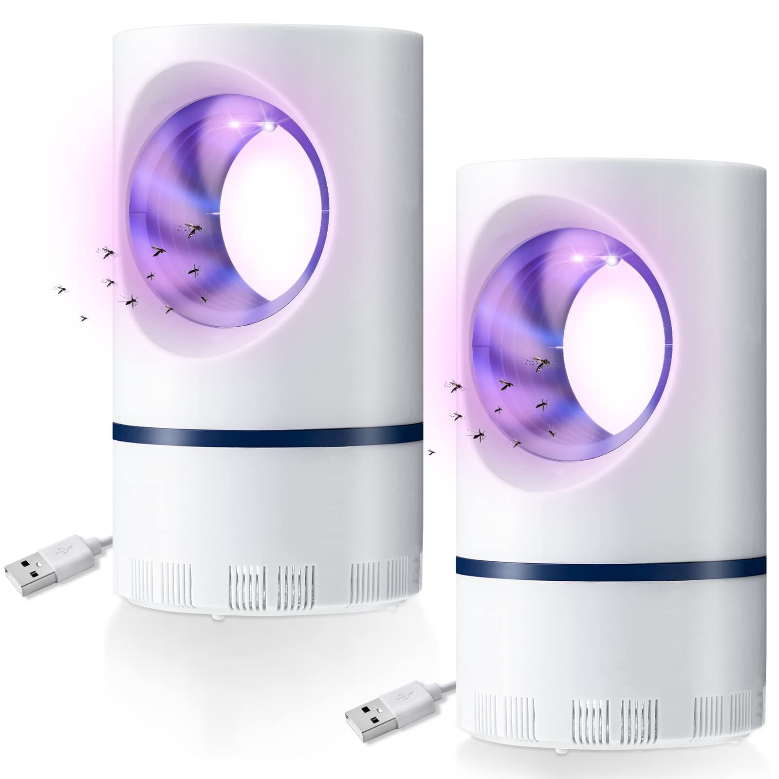Electric Mosquito Killer 2 Pcs Mosquito Killer Trap with USB Power Supply and Fan Mosquito Killer USB UV Powered Indoor Home Mosquito Trap Indoor Bug Zapper Catching Mosquitoes Gnat Fruit for House