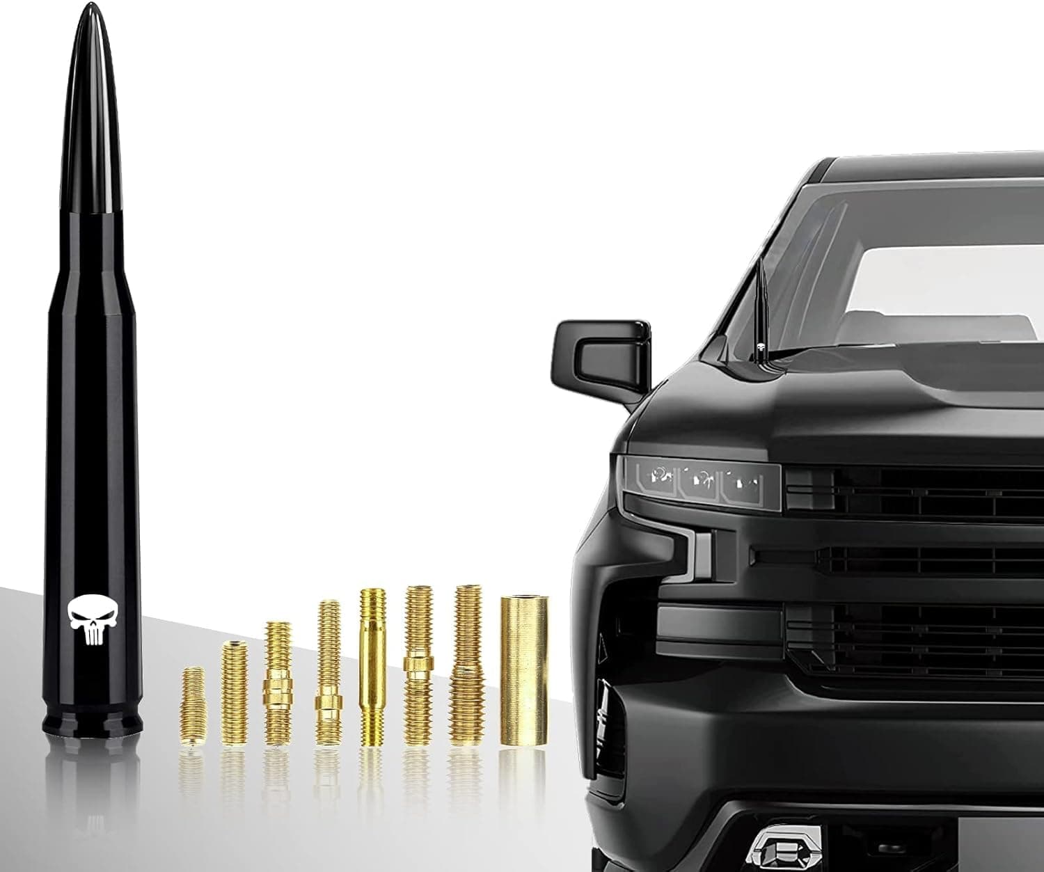 Miytsya Car Truck Bullet Antenna for GM Chevy Silverado 1500 2500 3500 HD Avalanche GMC Sierra 1500 2500 3500 Denali Heavy Duty Pickup Trucks Accessories (Black)