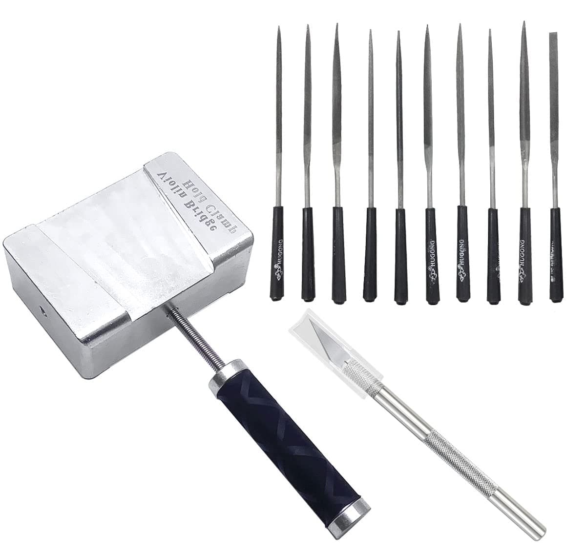 Violin Making Tools Steel Bridge Holder Clamp Fret Nut Saddle Slot Purfling Knife Cutting Slot Groove 12Pack