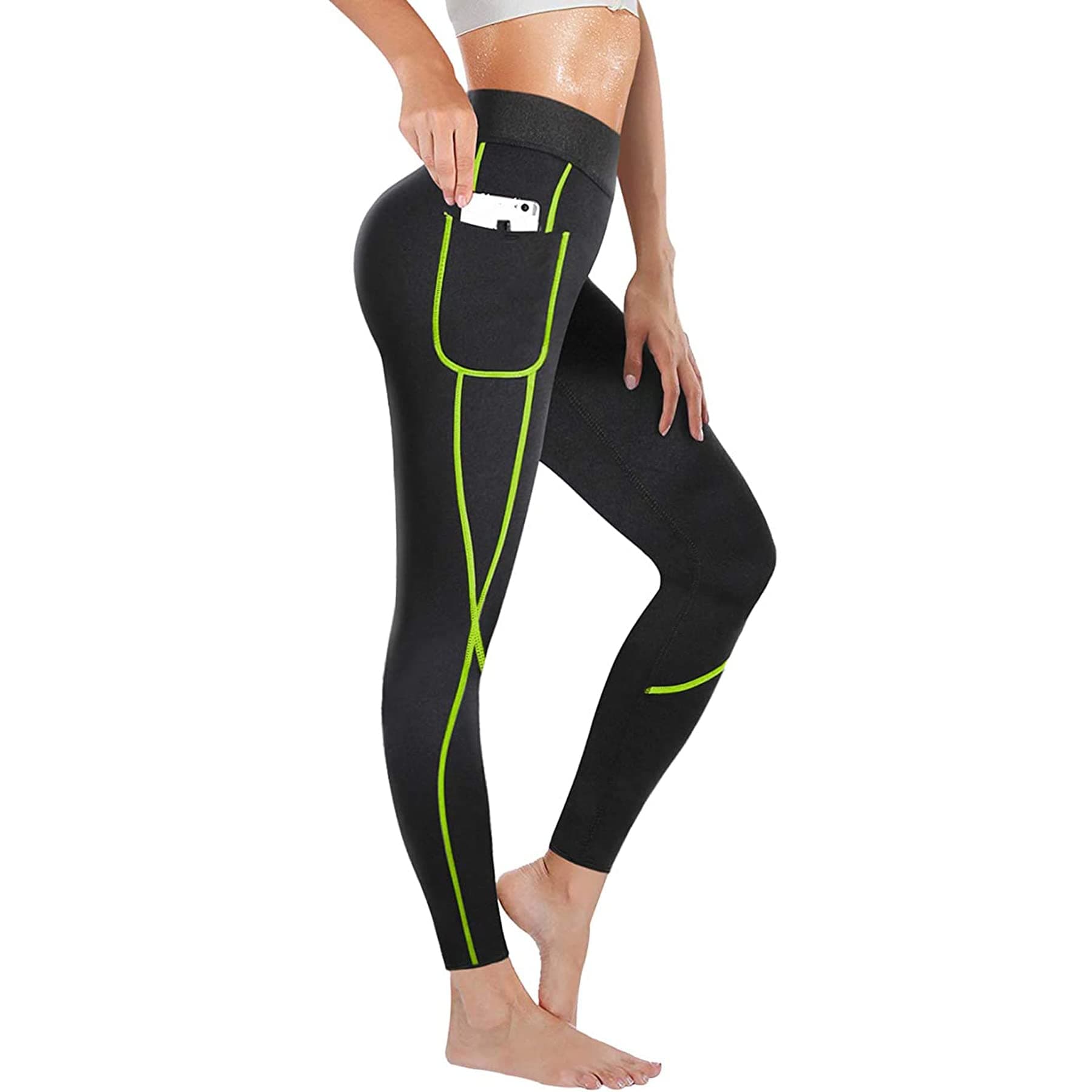 Bingrong Sauna Sweat Pants for Women Neoprene Sauna Leggings Yoga Hot Thermos Workout Pants with Side Pocket