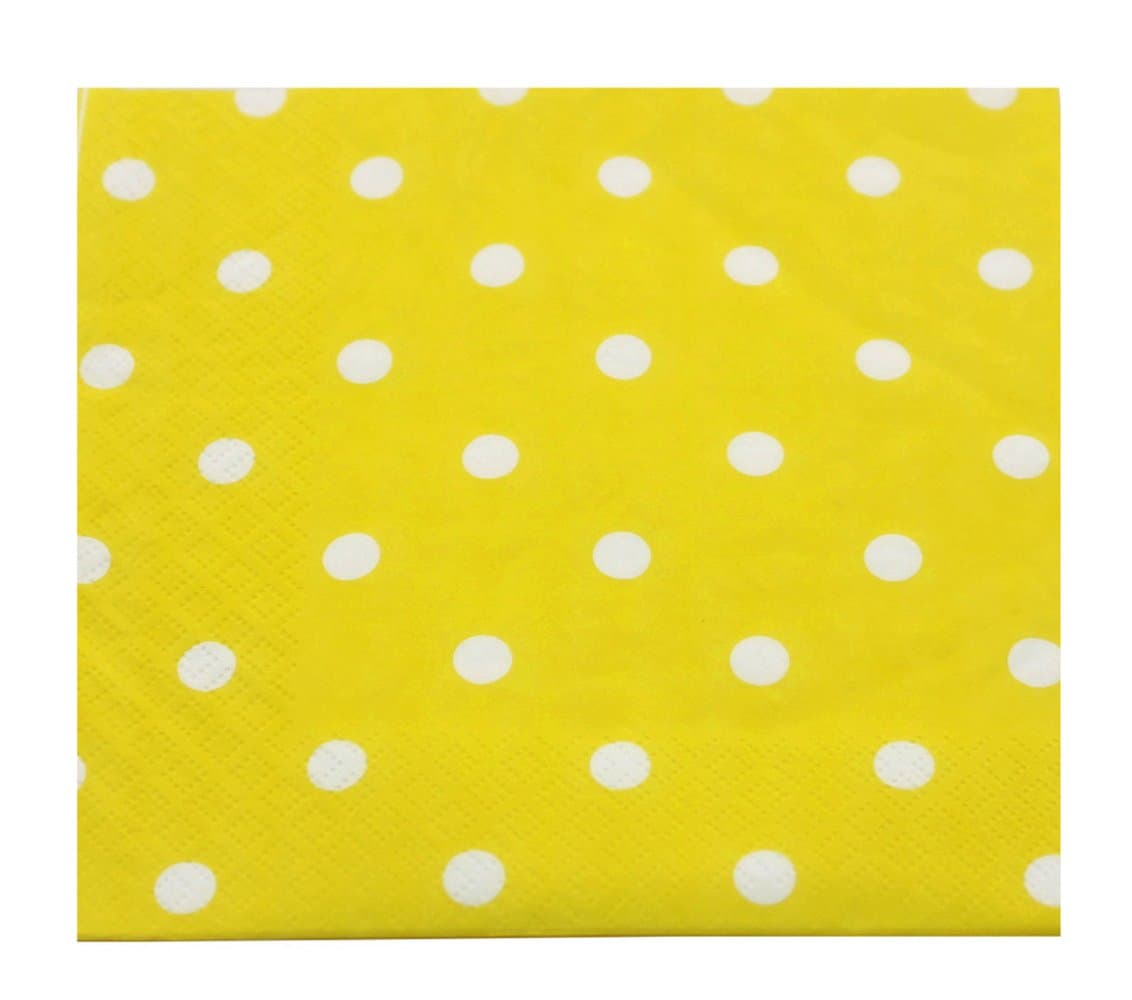 YouMeBest Biodegradable Polka Dot Paper Beverage Napkins,Yellow, 100 Count