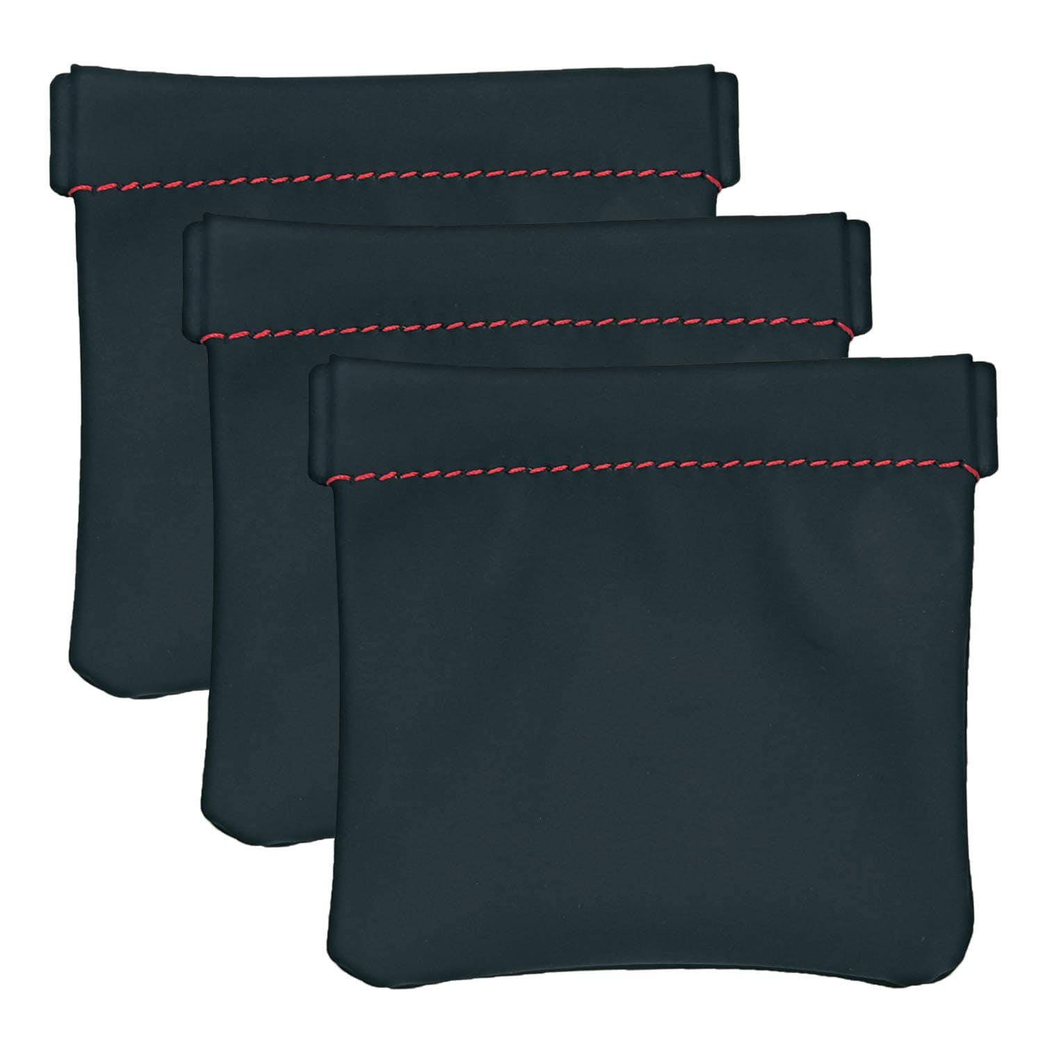 Livder Earphone Pouch, PU Leather Headphone Storage Bag with Snap Spring Closure, Pack of 3