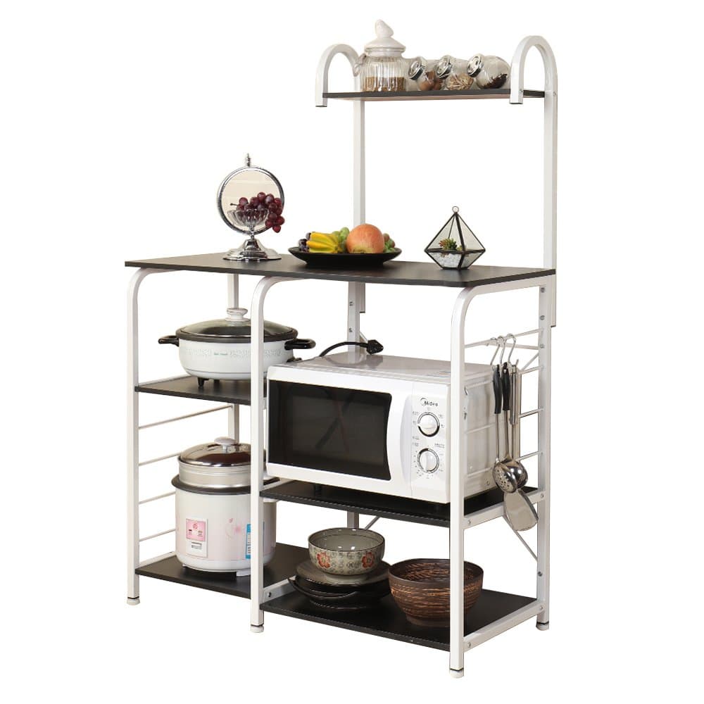SogesPowerKitchen Baker's Rack 3-Tier+4-Tier Microwave Stand Storage Rack,Kitchen Utility Storage Shelf Organizer,Multifunctional Storage Shelf is Suitable for Kitchen, Living Room(Black)