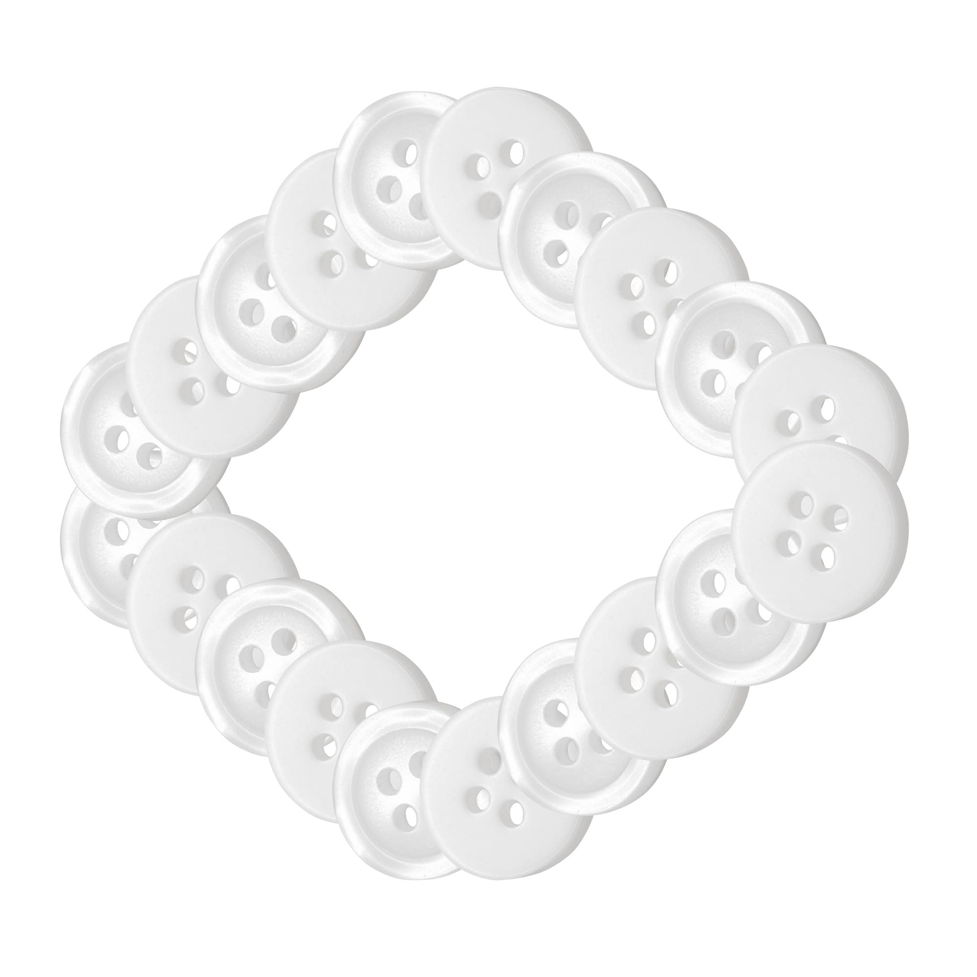 Mother of Pearl Buttons 20 Pieces Shirt Button 0,4 inches White Button 18L 4 Hole Plastic Pearlized Buttons