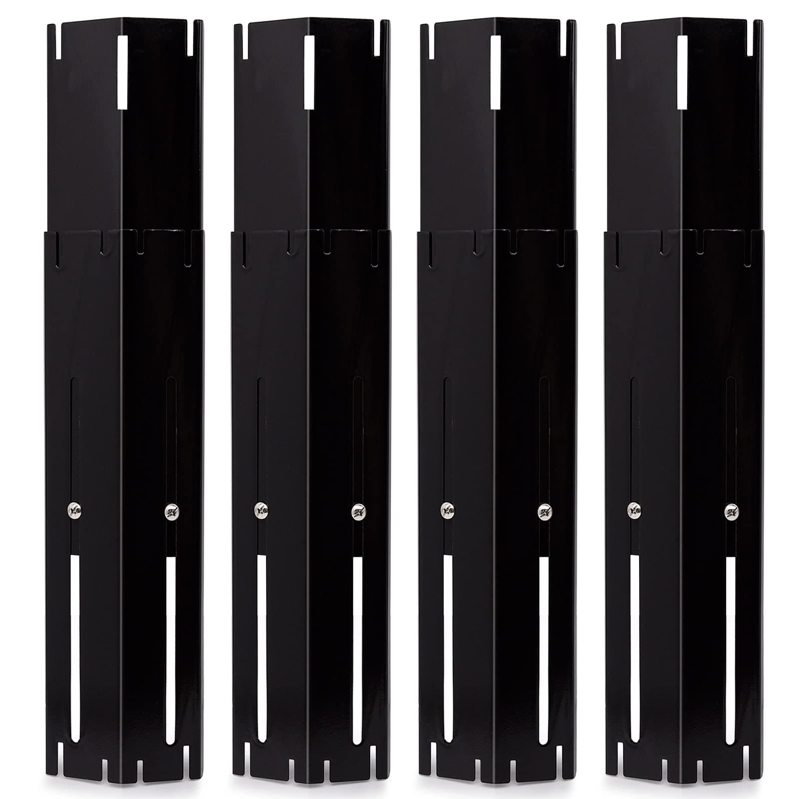 Universal Adjustable Grill Heat Plates/Heat Tents/Burner Covers/Heat Deflectors/BBQ Grill Heat Shields/Grill Cover Plates/Grill Diffuser for Gas Grill, Porcelain Steel Grill Replacement Parts (4-Pack)