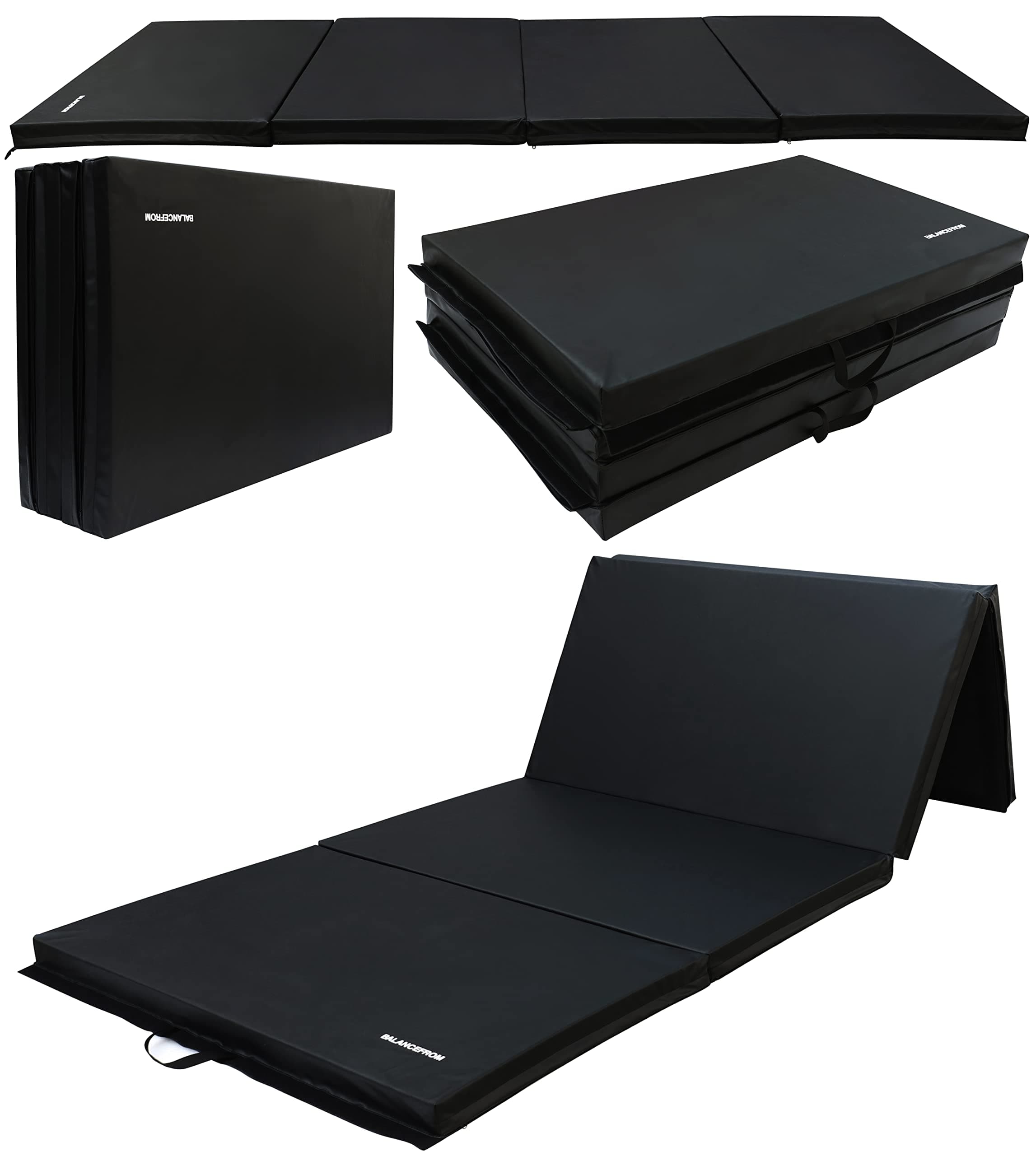 Fitvids All Purpose 4'x10'x3" Extra Thick High Density Anti Tear Gymnastics Gym Folding Exercise Aerobics Mats – Multiple Colors – Retail Package – Graphite