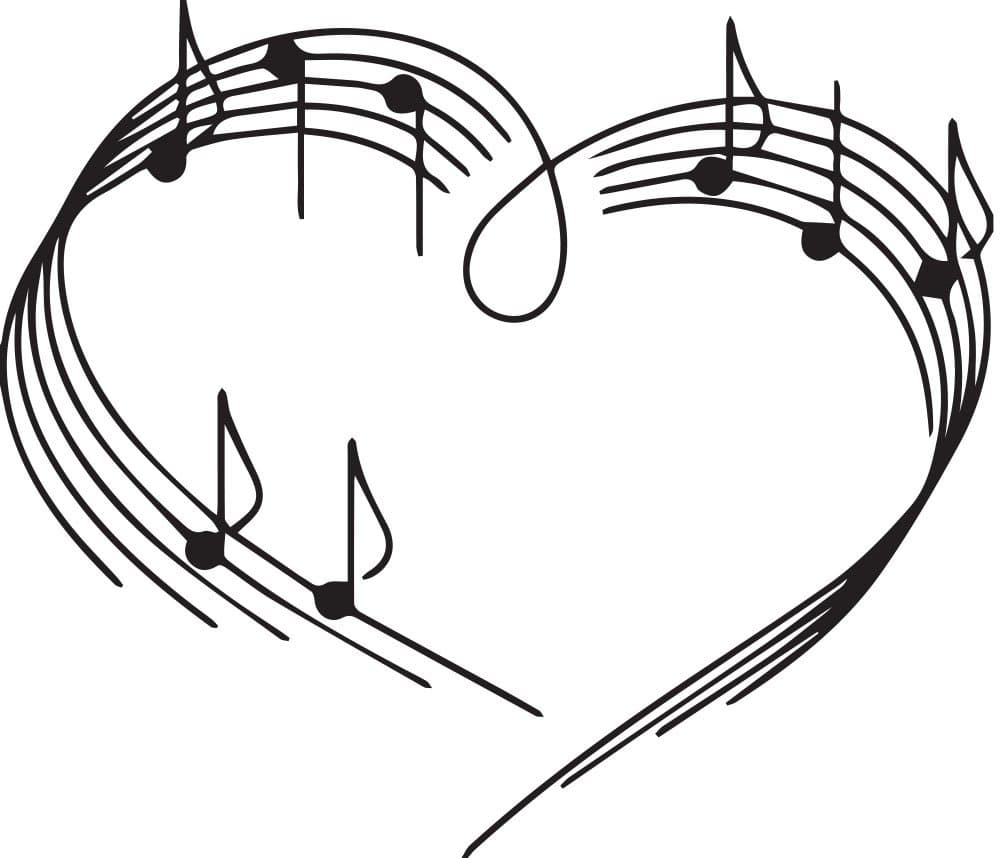 Heart Music Notes Vinyl Sticker Wall Decal