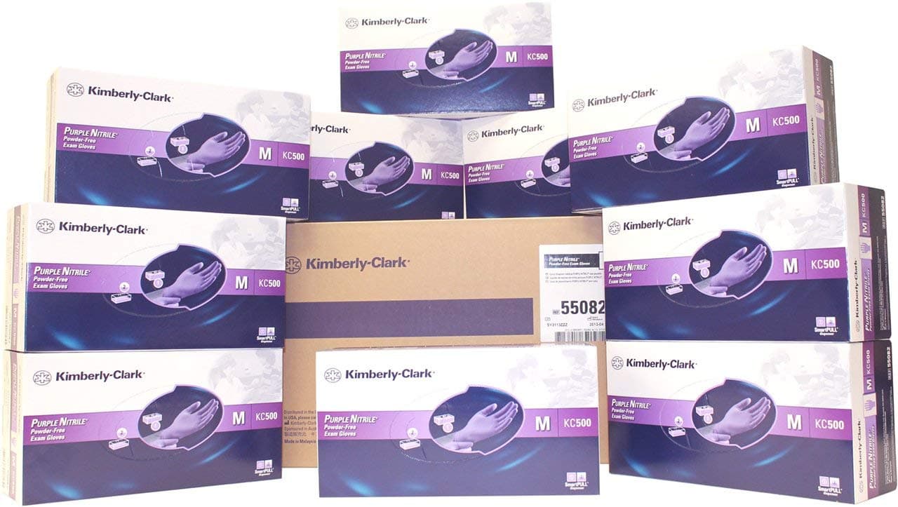 Halyard Health Purple Nitrile Exam Gloves SIZE: Medium, 100/BX (Case of 10 Boxes
