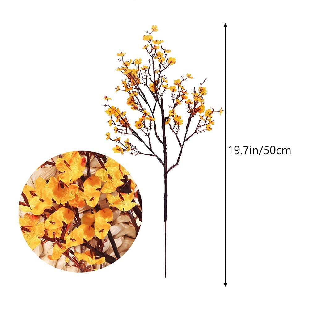 Momkids 15 Pcs Faux Flower Fake Babys Breath Flower Bulk Artificial Gypsophila Bouquet Fall Silk Floral for Home Kitchen Bedroom Festival Wedding Xmas Party Decor (Orange)