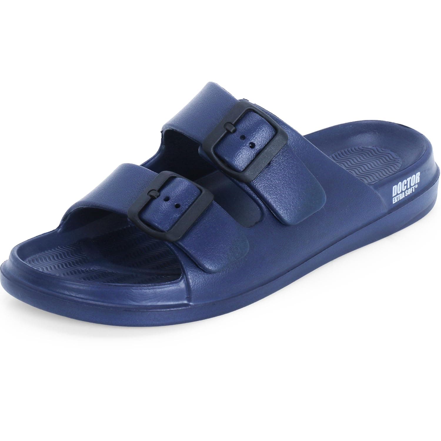 DOCTOR EXTRA SOFT Men's Classic Cushion Sliders/Slippers with Adjustable Buckle Strap for Adult | Comfortable & LightWeight |Stylish & Anti-Skid| Waterproof & Everyday Flip Flops for Gents/Boys D-505