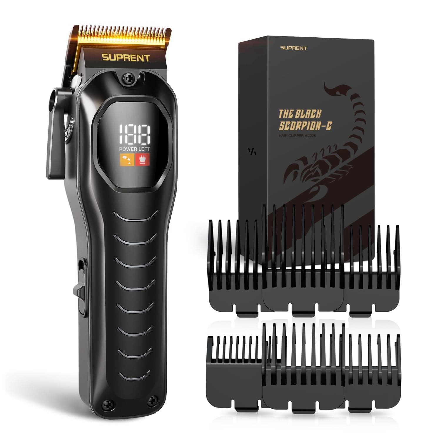 SUPRENT Mens Hair Clipper - Rechargeable Hair Cutting Kits with LED Display, Cordless Hair Clipper for Home Use & Barbers