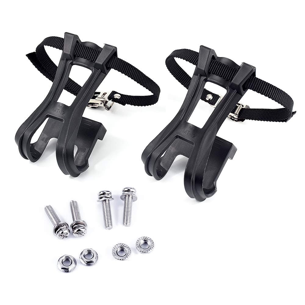 Esnow1 Pair Toe Clips with Strap Belts Cycling MTB Road Mountain for Bicycle Pedal