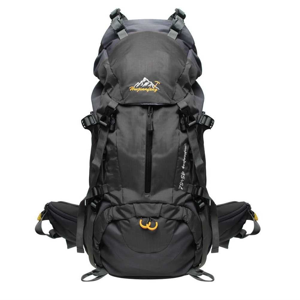 Hiking Backpack, 45L+5L Daypack with Waterproof Rain Cover for Camping Travel Outdoor Black