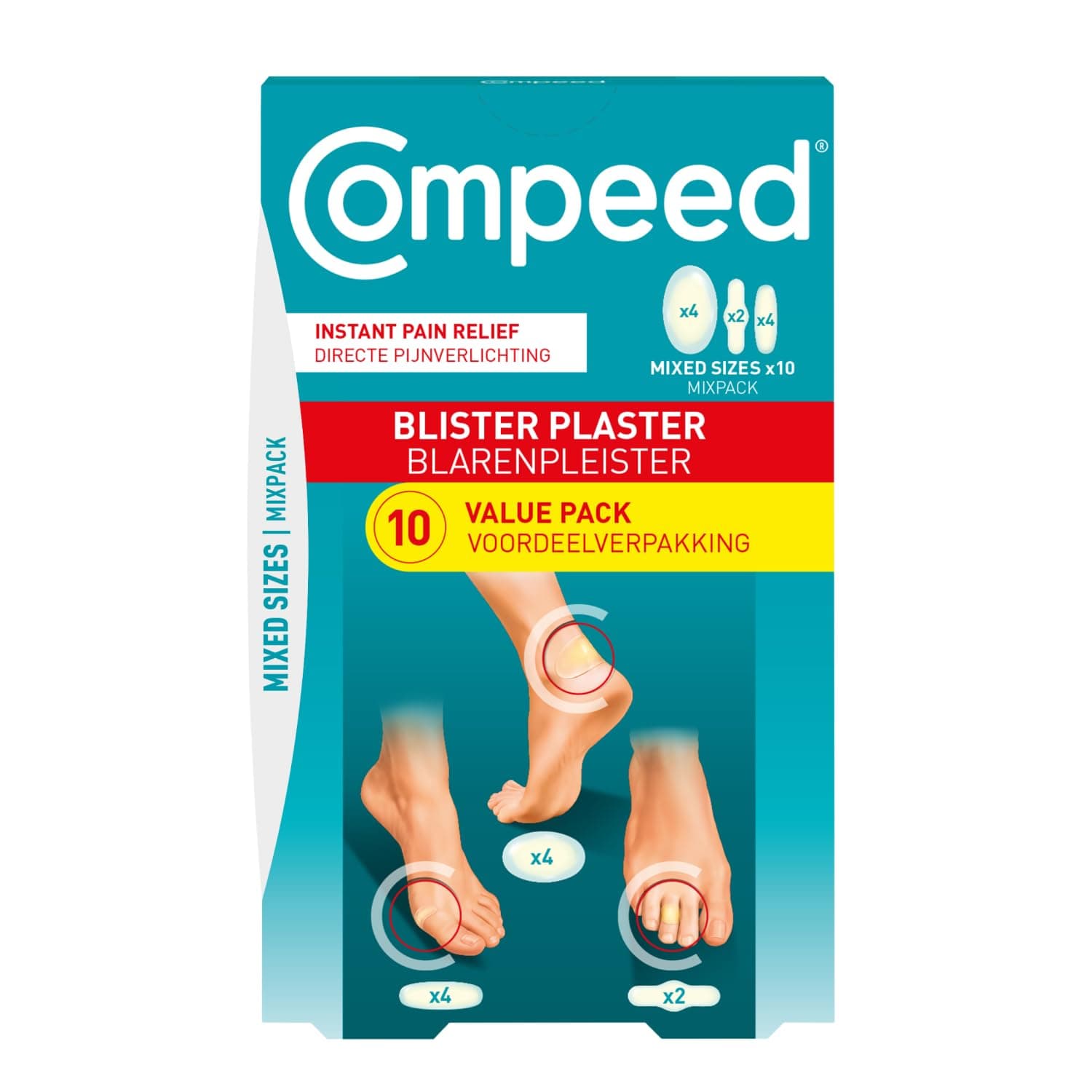 Blister Plasters Mixed Size 10 Pack - Hydrocolloid Foot Treatment - Heal Fast