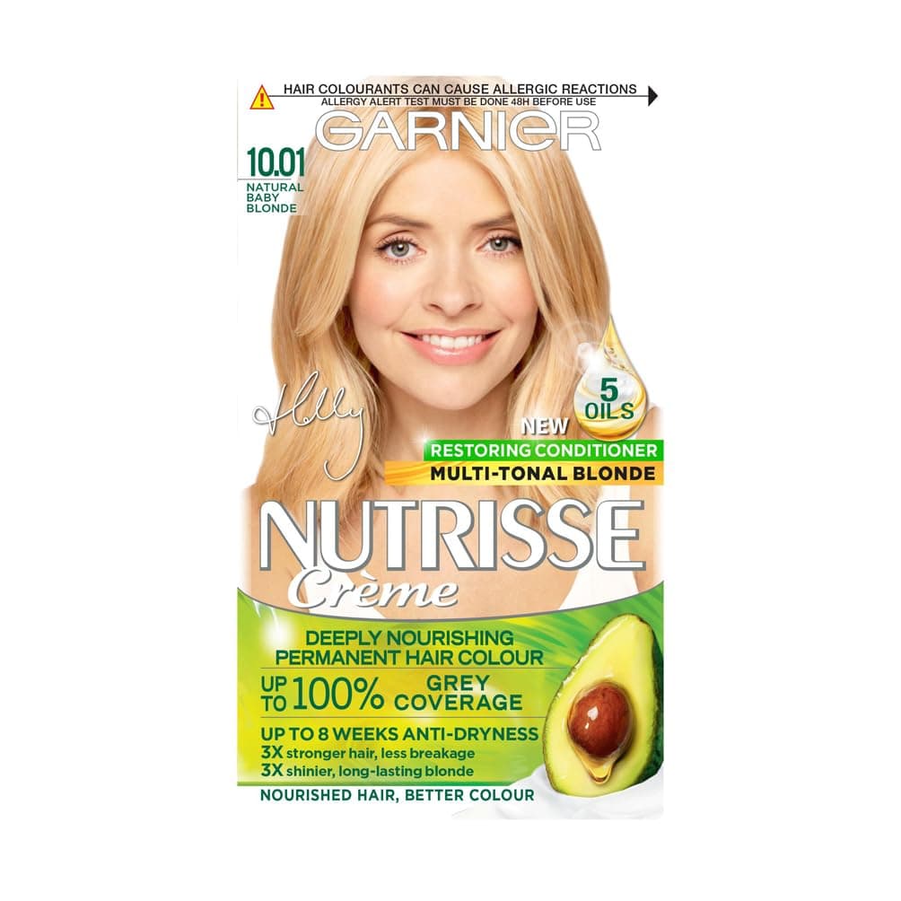 Garnier Nutrisse Permanent Hair Dye, Natural-looking, hair colour result, For All Hair Types, 10.01 Natural Baby Blonde