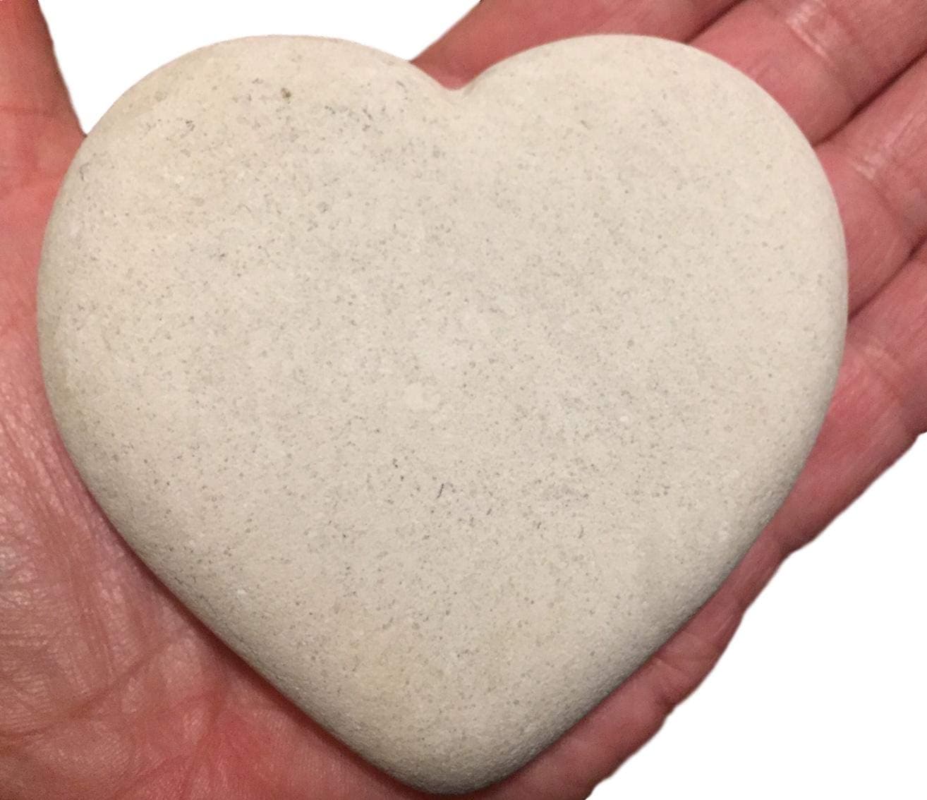 Heart Shape Stone Natural River Rock 3" Cream