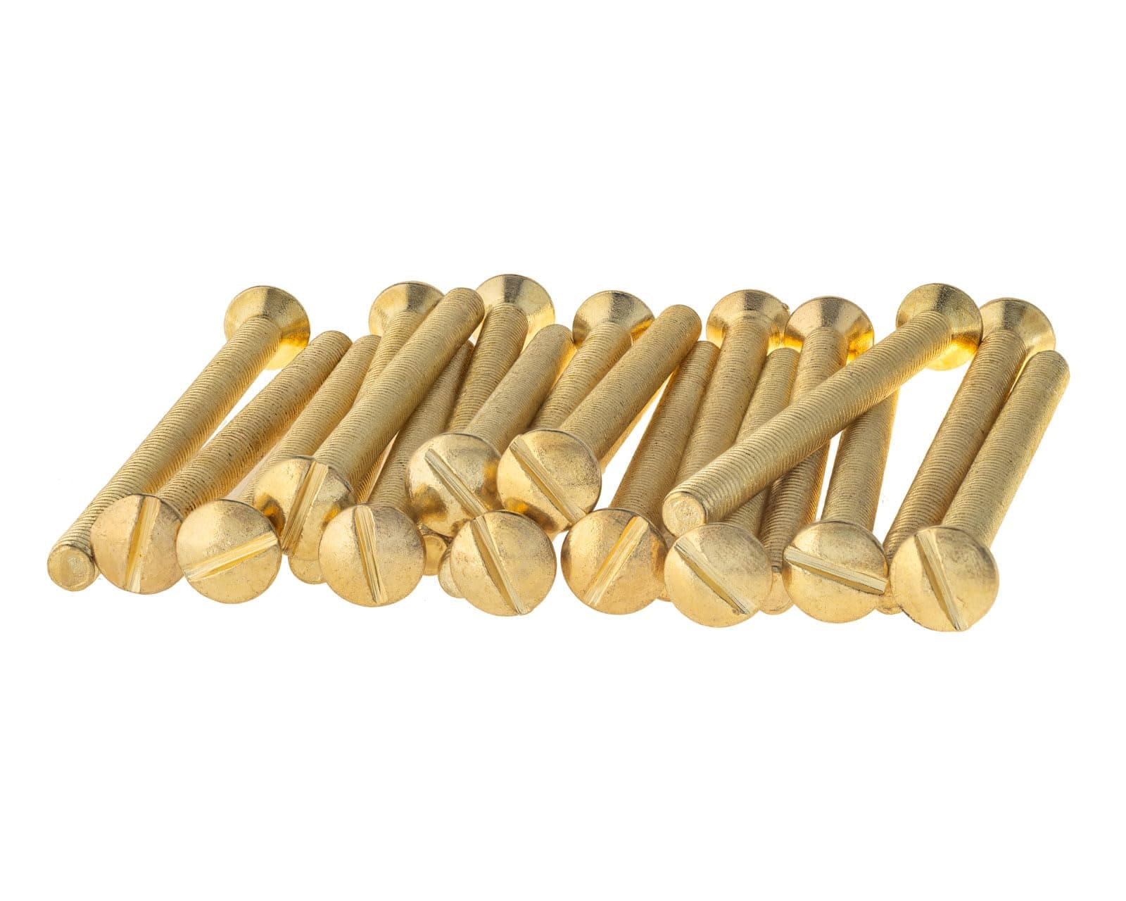 M3.5 x 50mm Long Raised Countersunk Slotted Head Electrical Screws for Plugs Socket Switches, Pack of 20 (Brass)