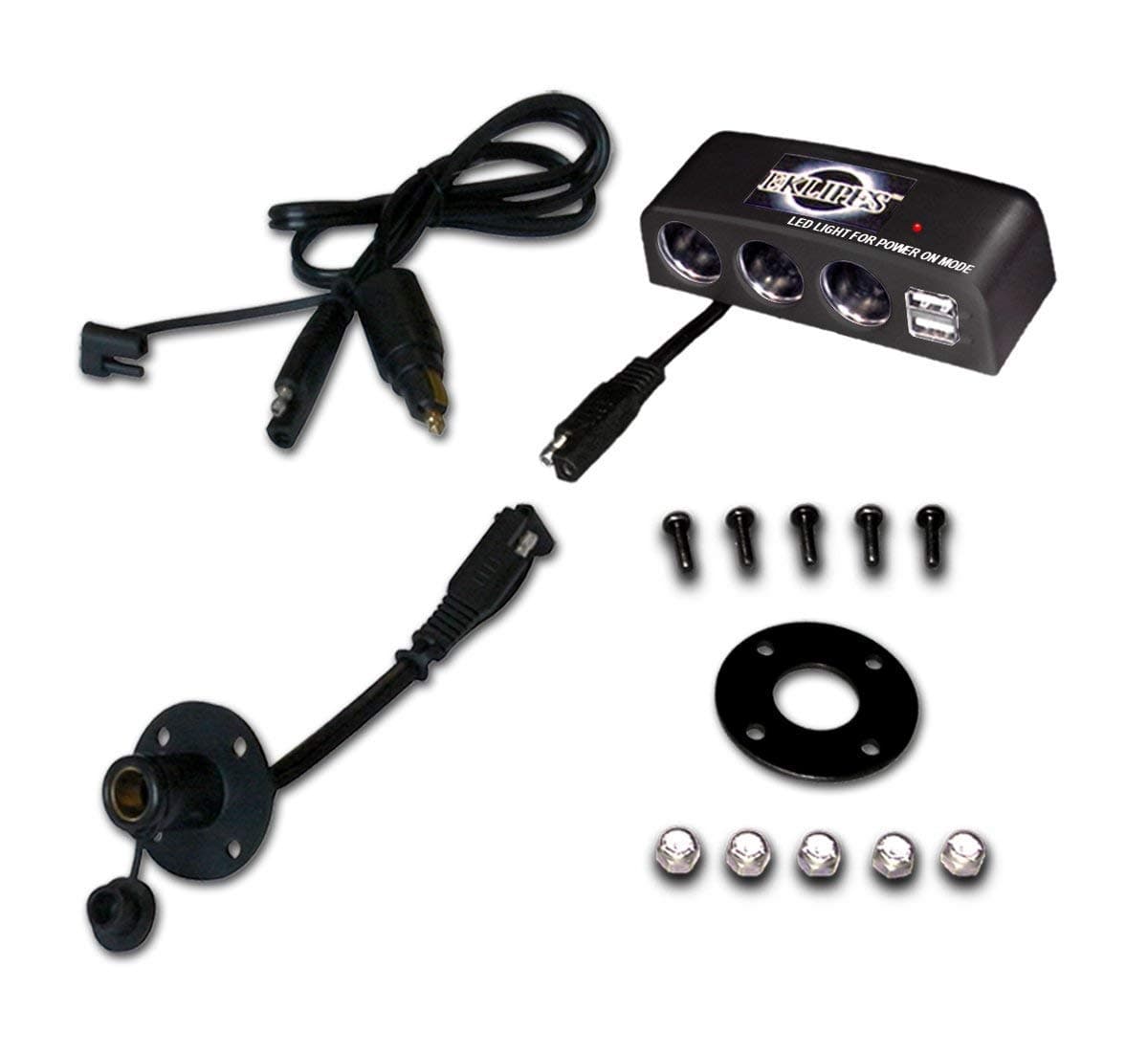 EK1-214B Black Tank Bag/Saddle Bag Multi-Port Charging Station