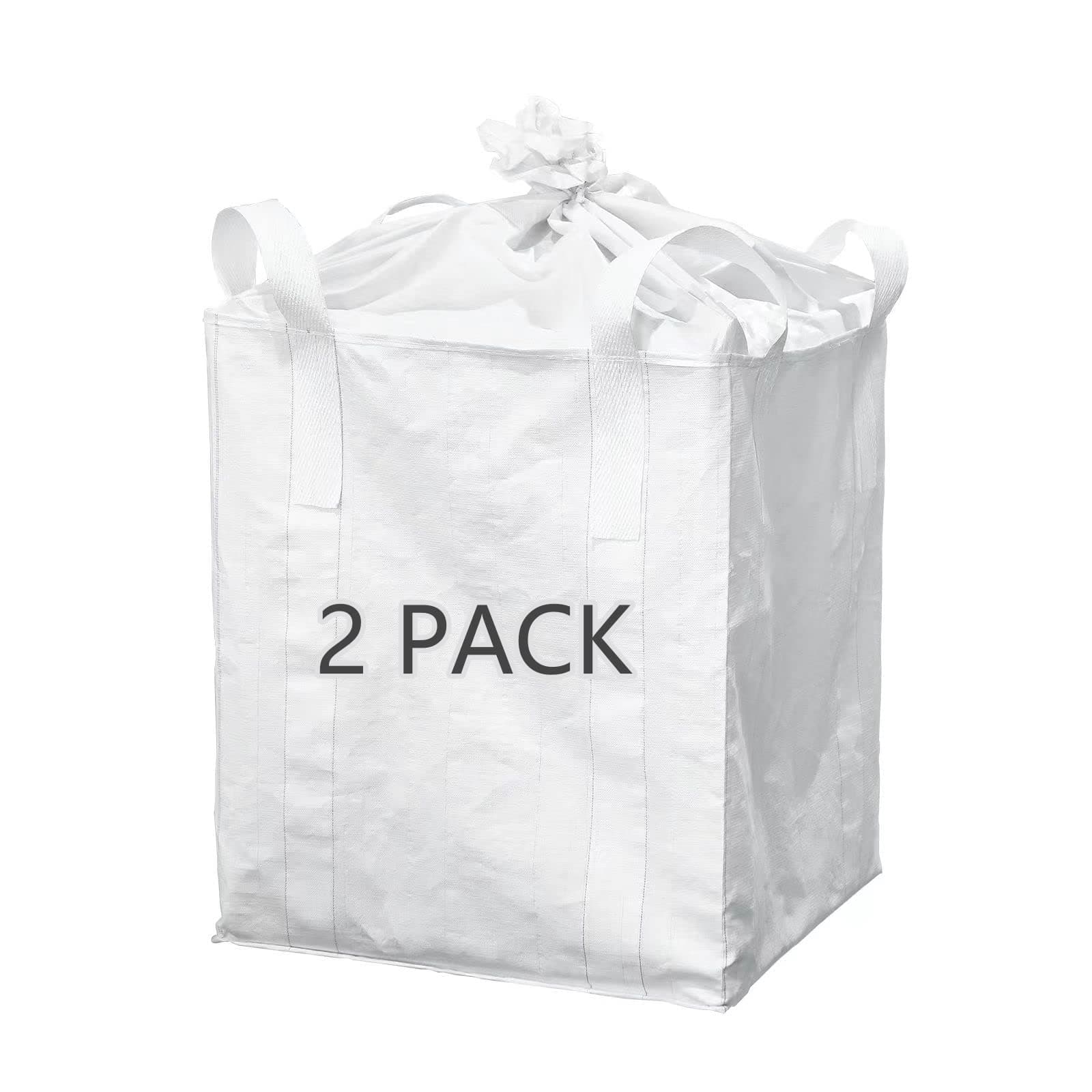 2 PACK FIBC Bulk Bag, One Ton Bag, 35"L X 35"W X 43"H, 2200lbs Swl, Duffle Top Flat Bottom, Woven Polypropylene Bags, Four Loop Fibc Big,flat Bottom With Large Opening Bulk Bags