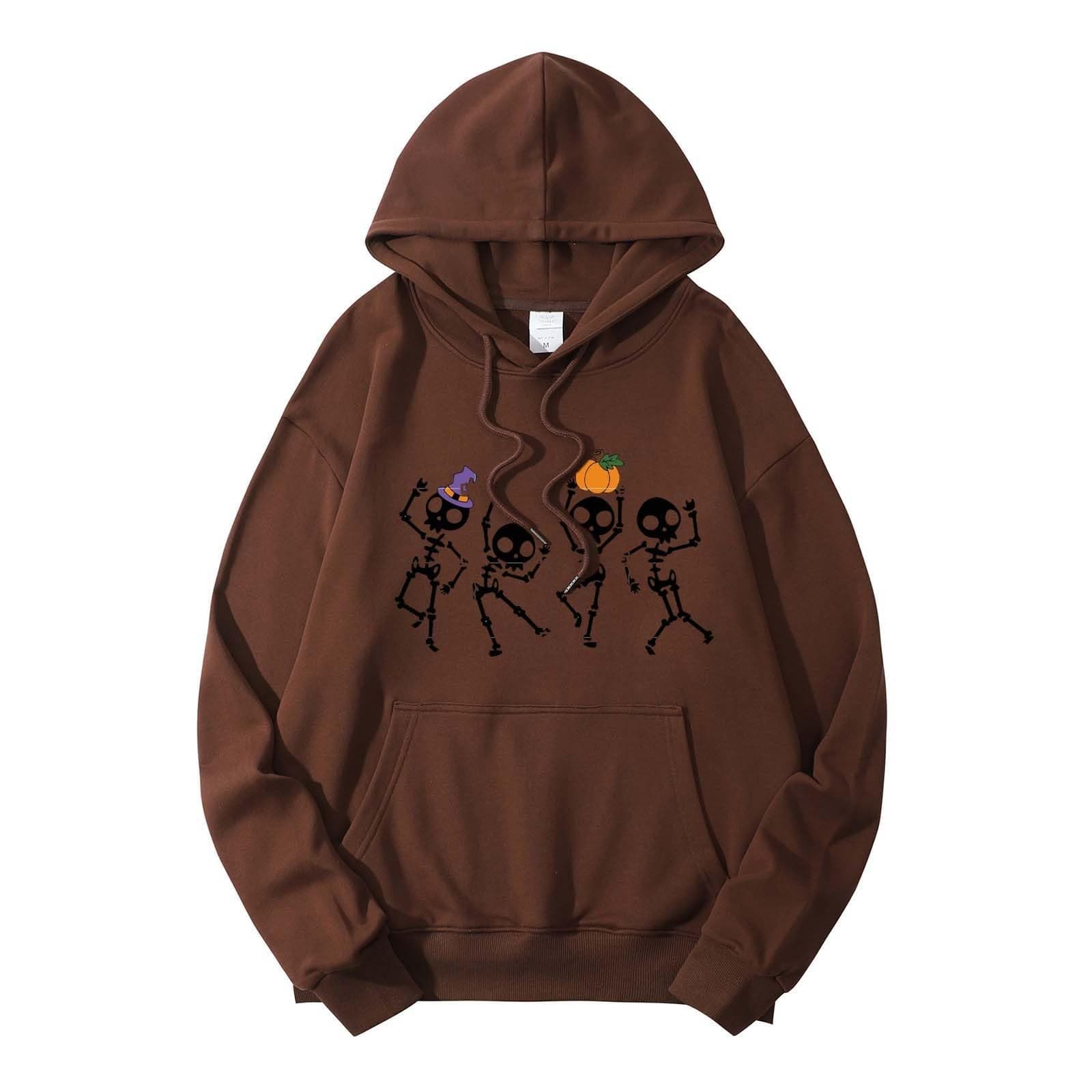 Halloween Hoodies for Women Black Cat Graphic Drawstring Sweatshirts Oversized Relaxed Fit Pocket Pullover