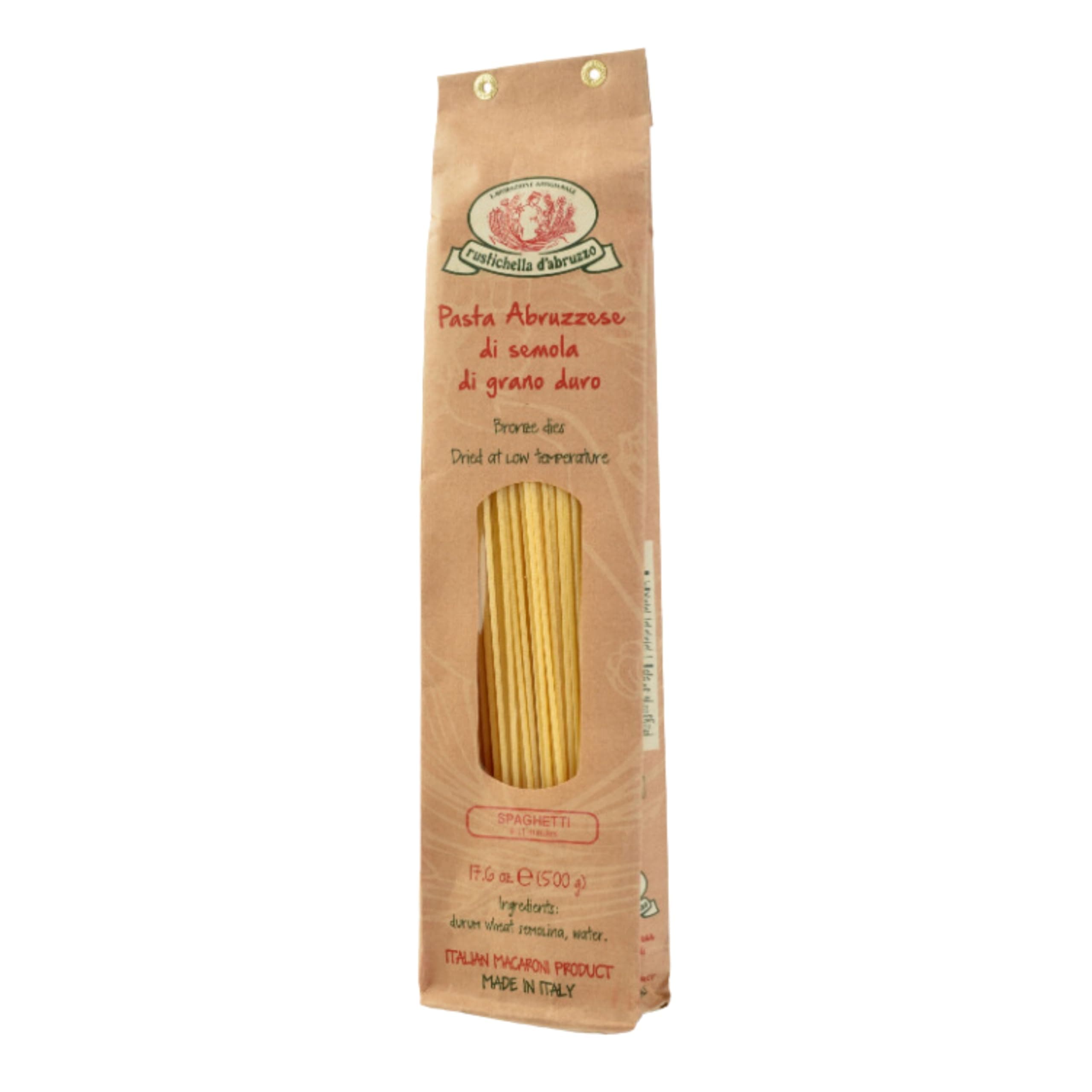 Rustichella d'Abruzzo Spaghetti - 500g Classic Italian Long Pasta with Superior Flavor & Texture - Perfect for Olive Oil Sauces, Cacio e Pepe & Carbonara - Authentic Durum Wheat Pasta from Abruzzo