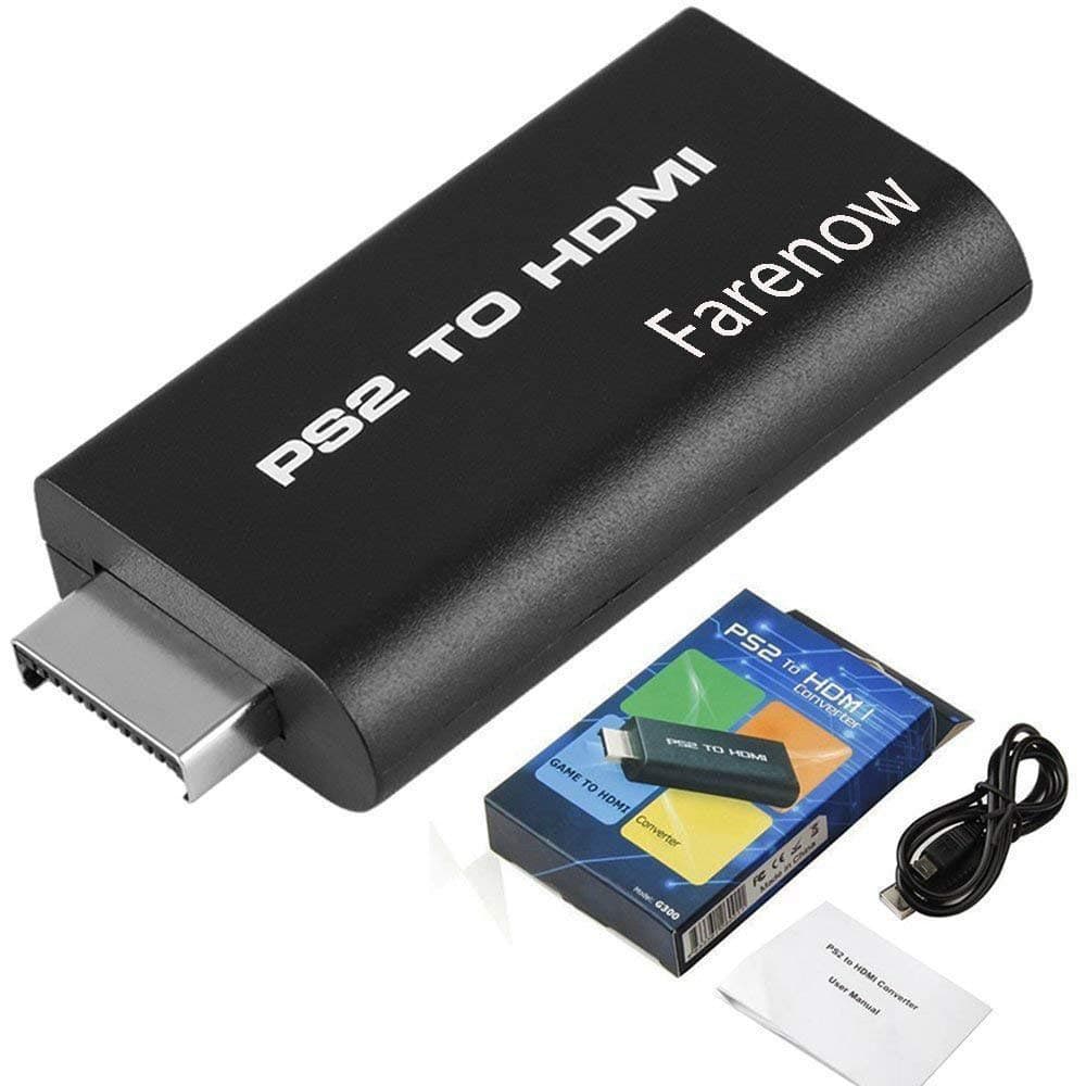Video AV Adapter for Sony Playstation 2 PS2 to HDMI Converter w/ 3.5mm Audio Output, for HDTV HDMI Monitor