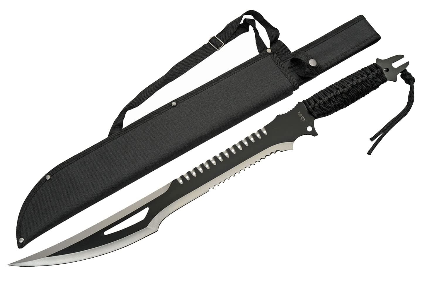 SZCO Supplies 25” Cord-Wrapped Handle Fantasy Outdoor Machete with Nylon Sheath 926956 Black