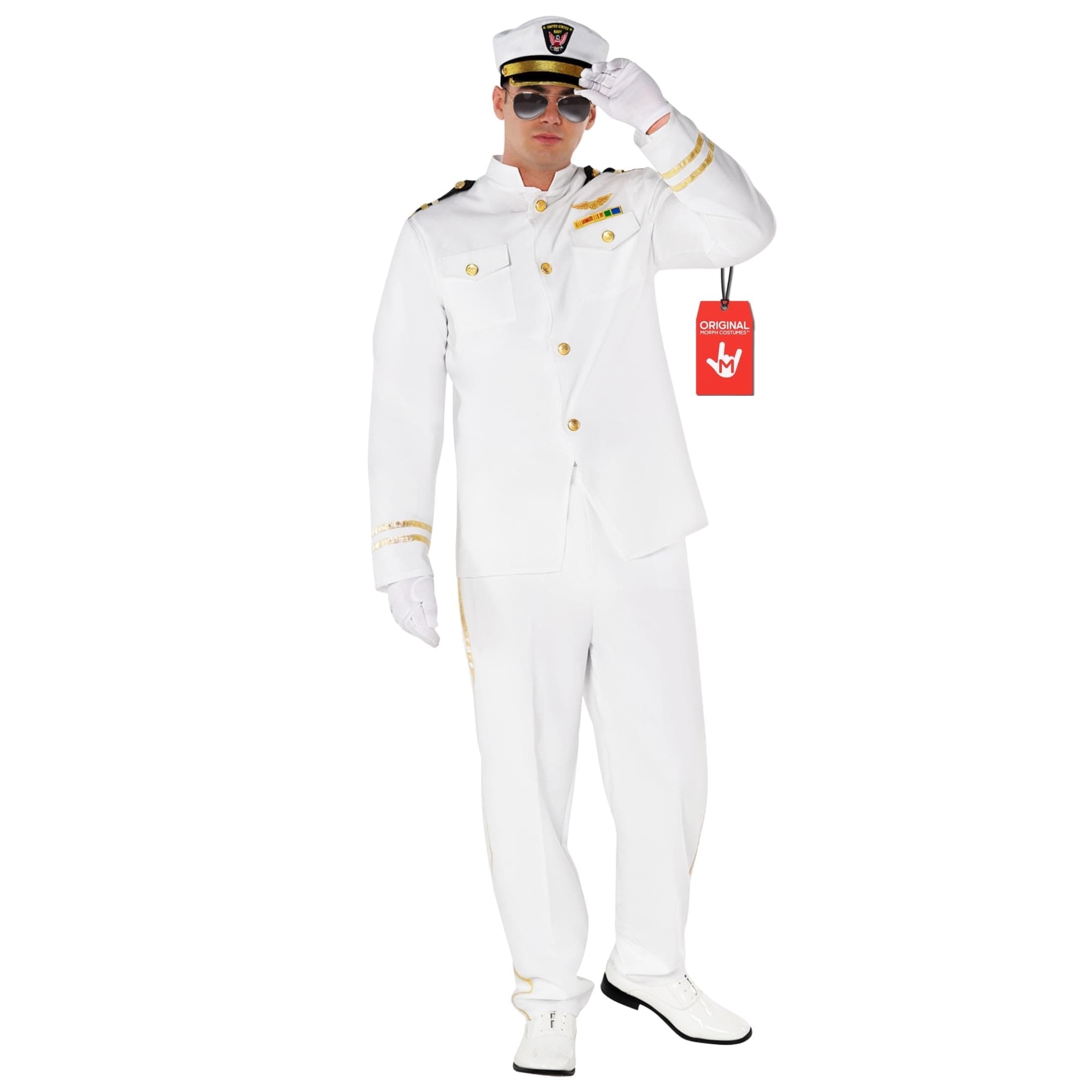 Morph Boat Captain Costume for Men - Ship Captain Costume, Mens Navy Officer Captain Costume, Yacht Captain Costume