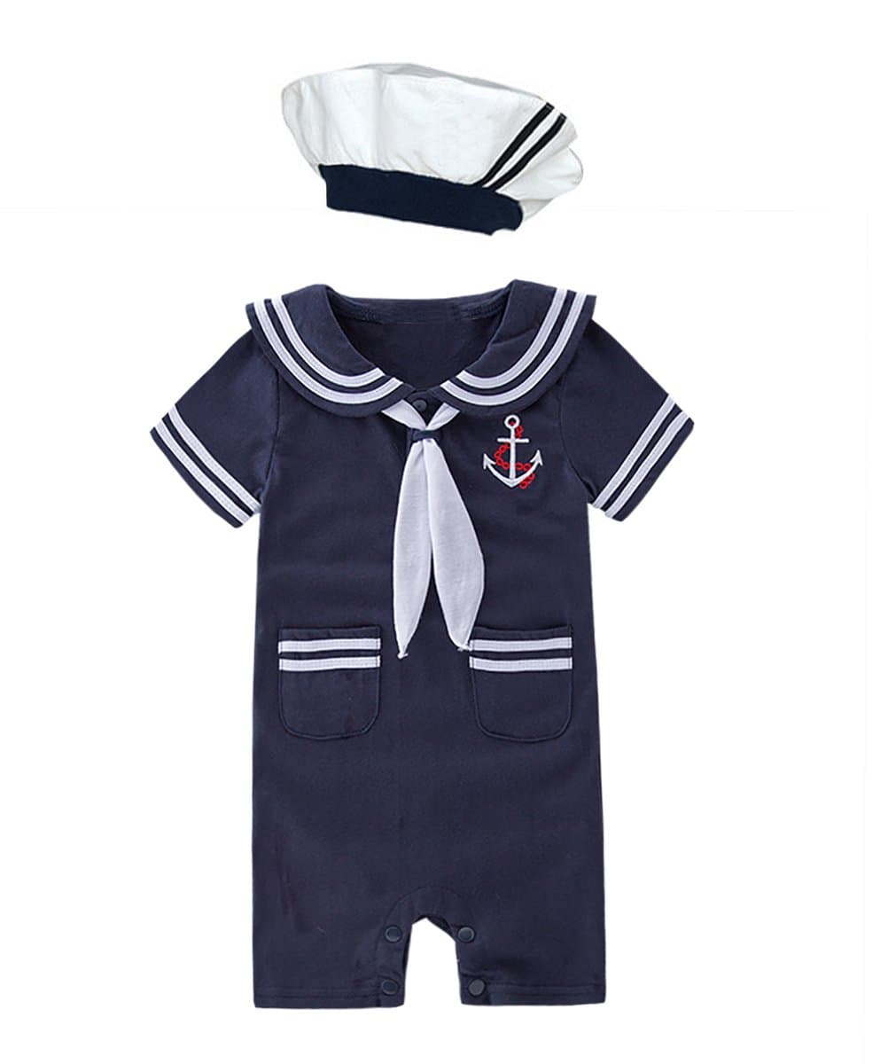 May's Baby Toddler Boys Sailor Stripe Romper Marine Navy Romper Outfit