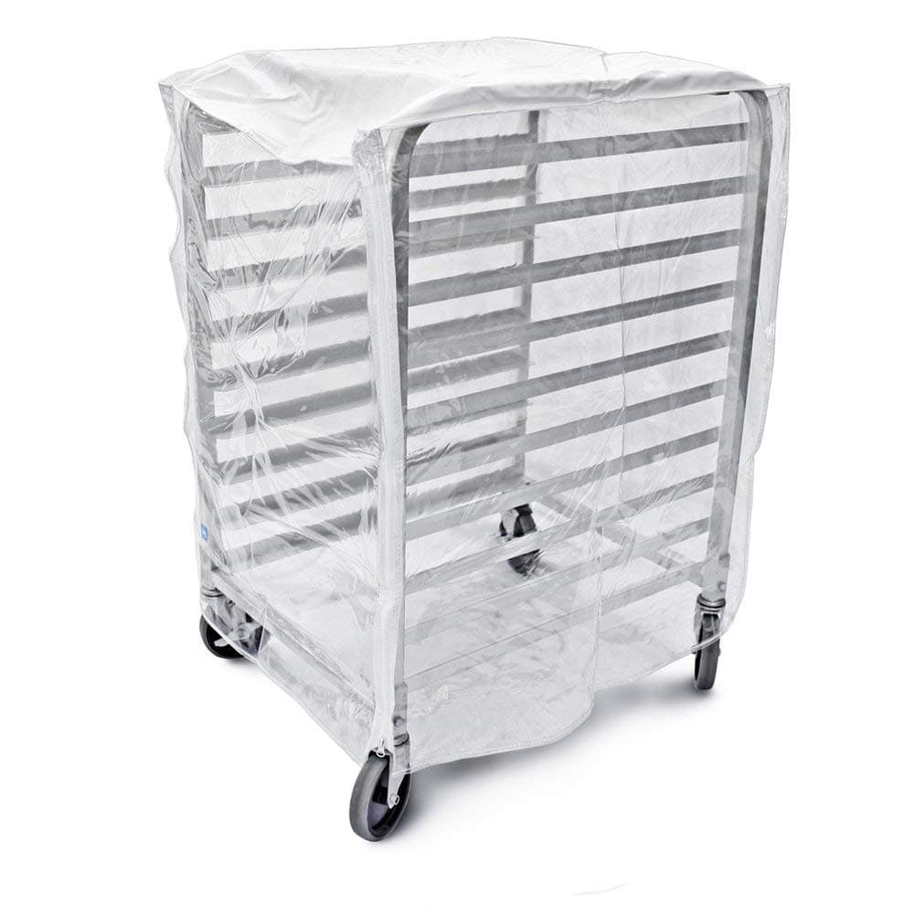 Bakery Food Pan Sheet Rack Cover – Heavy Duty PVC Vinyl Zippered Bun Pan Rack Cover – Long-lasting Use Durable Covers with 3 Zippers – Made in USA (Transparent, 23"W x 28"L x 33"H)