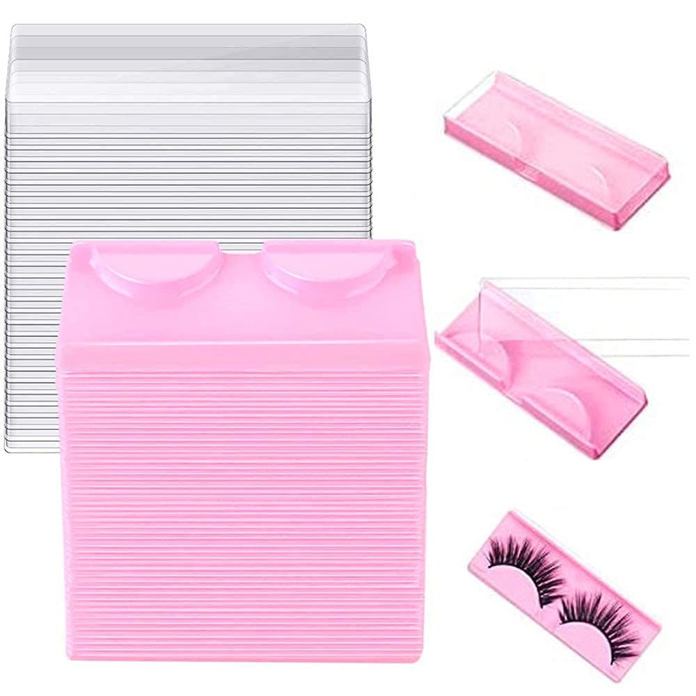 50Pcs False Eyelash Storage Box Empty Storage Box Case Unit Container Empty False Eyelashes Case Plastic Eyelash Box Container Holder for False Eyelash Care Storage Cosmetic Tools