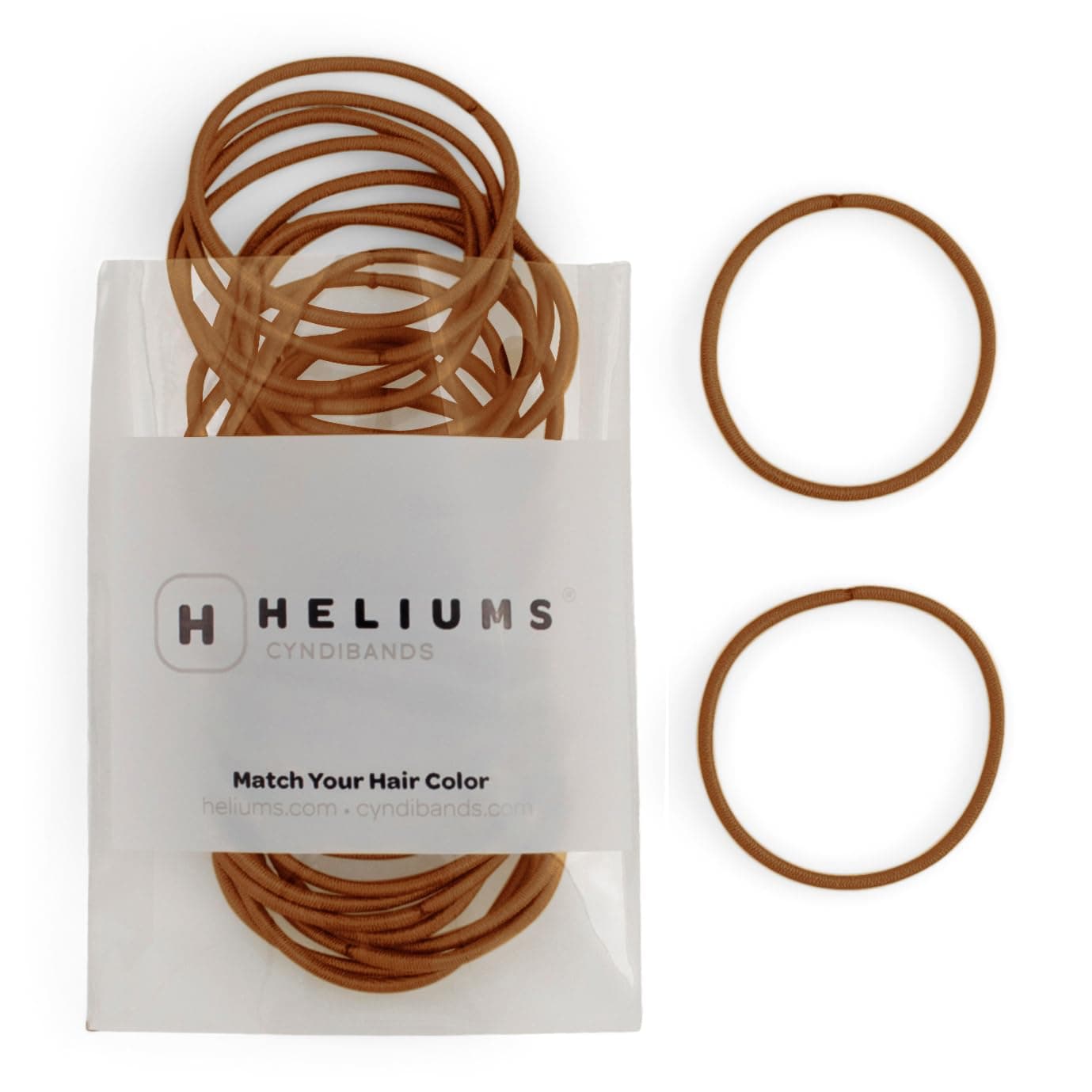 Heliums Thin Hair Elastics - Ginger - 2mm Hair Ties for Thin Hair, 1.75 Inch, Medium Hold No Damage Ponytail Holders - 40 Count