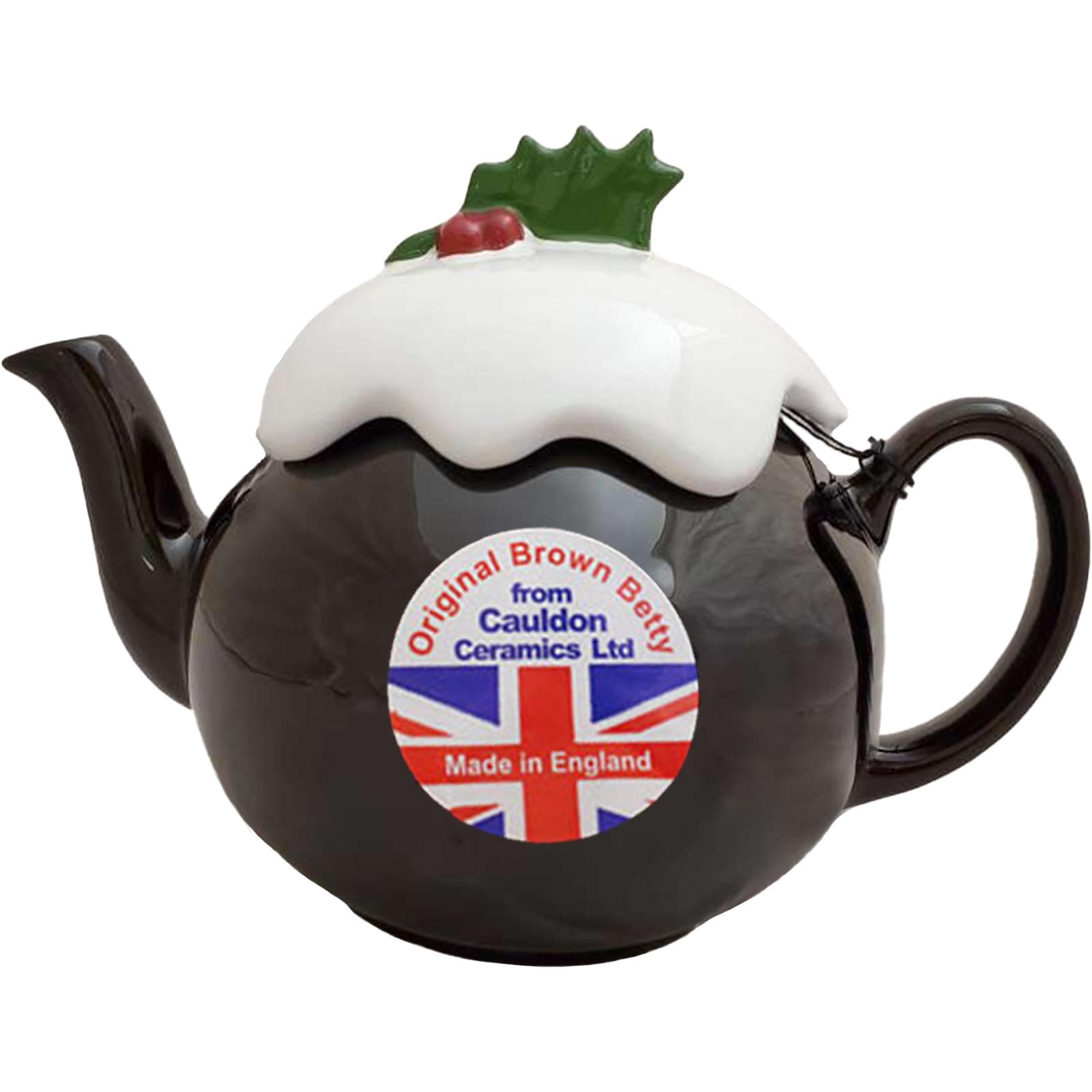 Cauldon Ceramics Traditional 6 Cup Brown Betty Christmas Pudding Tea Pot | Made with Staffordshire Red Clay | Limited Edition Festive English Teapot