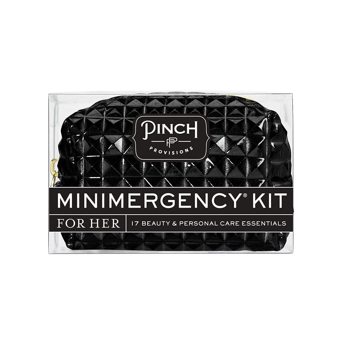 Pinch Provisions Minimergency Kit, For Her, Includes 17 Must-Have Emergency Essential Items, Compact, Multi-Functional Pouch, Gift for the Holidays (Black)