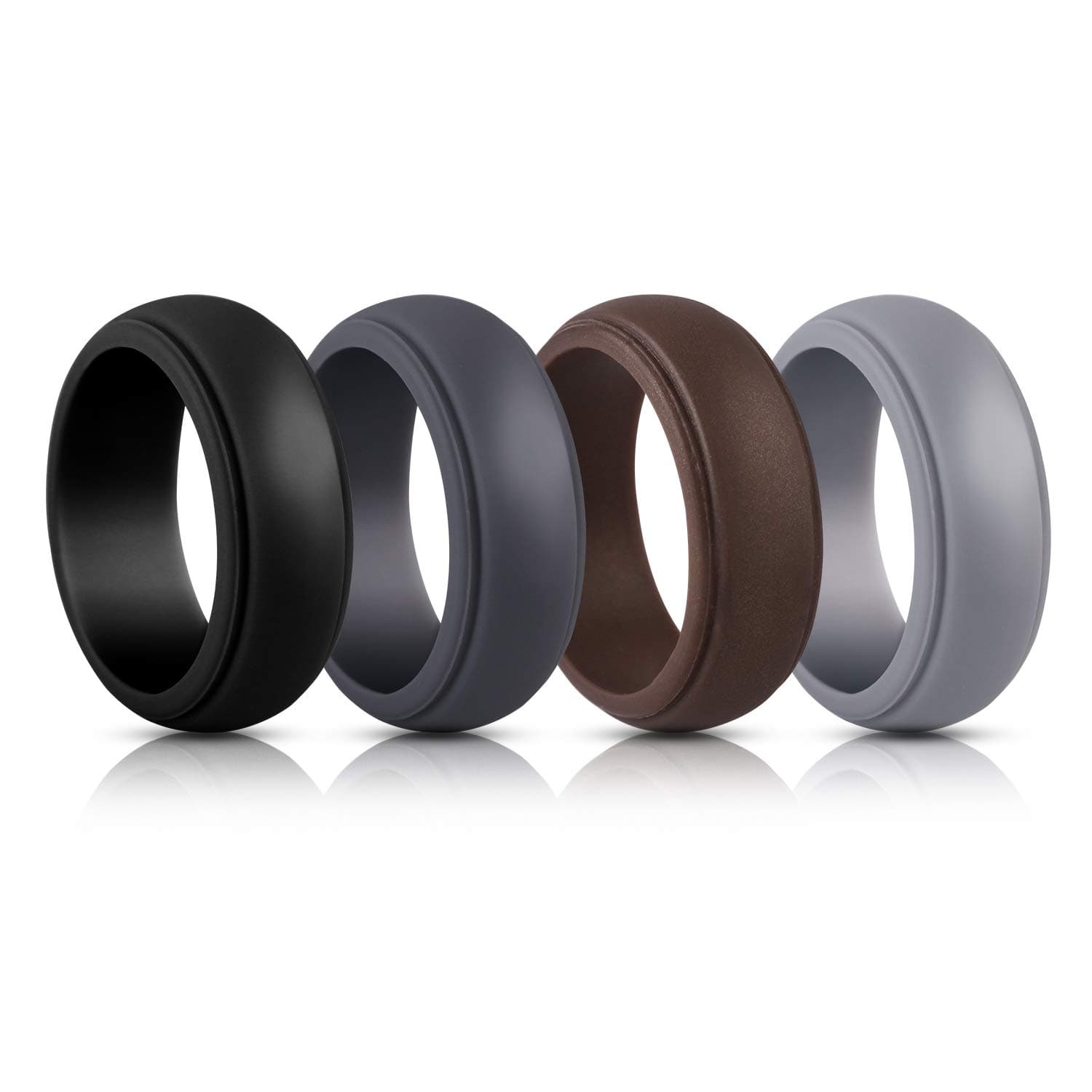 Elimoons Silicone Wedding Ring for Men- 4 Rings,Breathable Mens' Rubber Wedding Bands,Size 7(Diameter 0.68 inch?Circumference 2.14 inch)