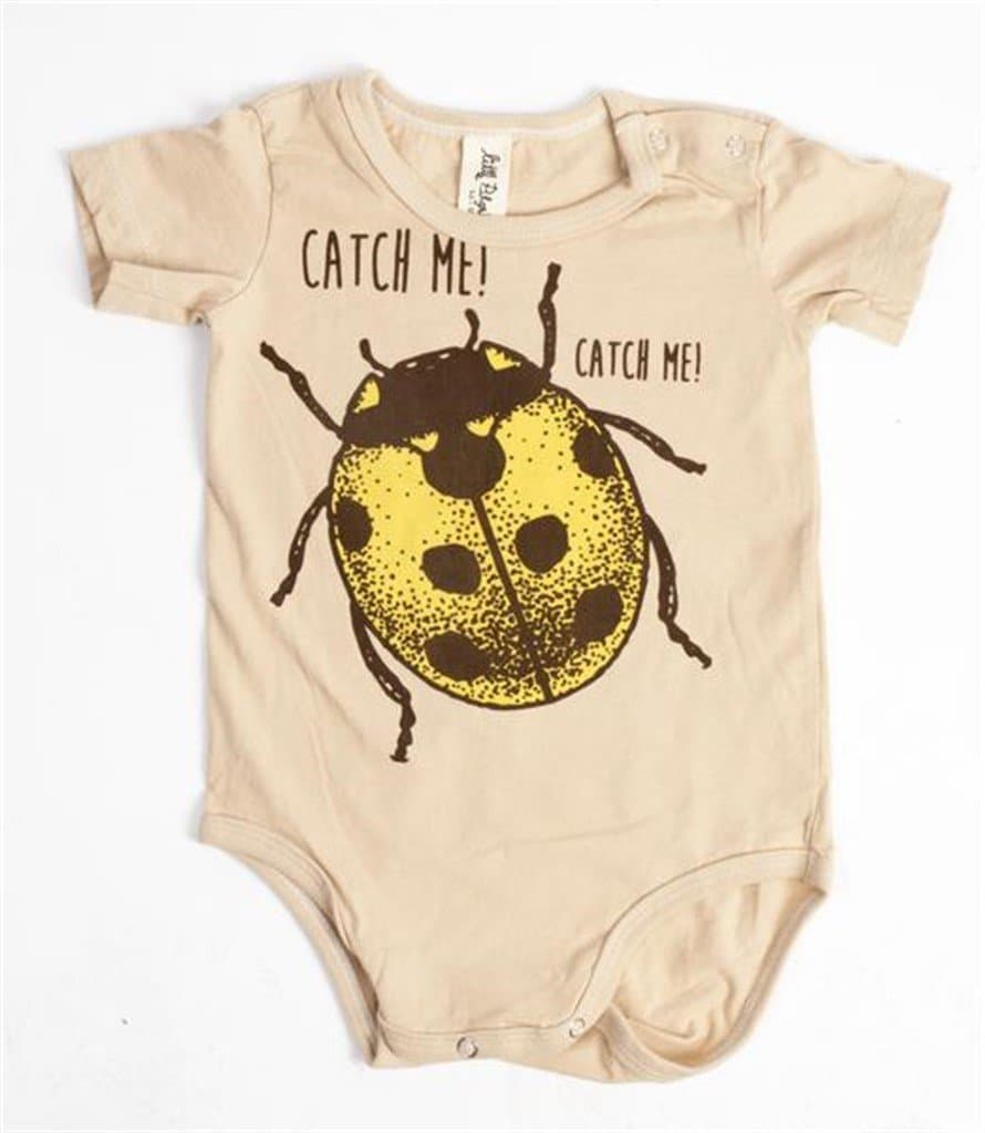 Baby Onesie - Tan - Catch Me Shortsleeved Onesie - Super Soft%100 Organic Cotton (12-18 Months)