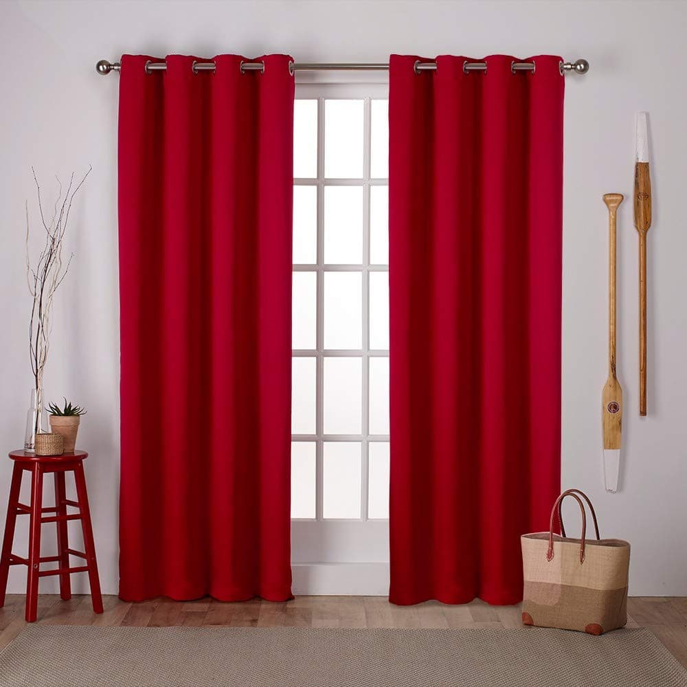 Exclusive Home Sateen Twill Woven Room Darkening Blackout Grommet Top Curtain Panel Pair, 52"x96", Chili, 2 Piece
