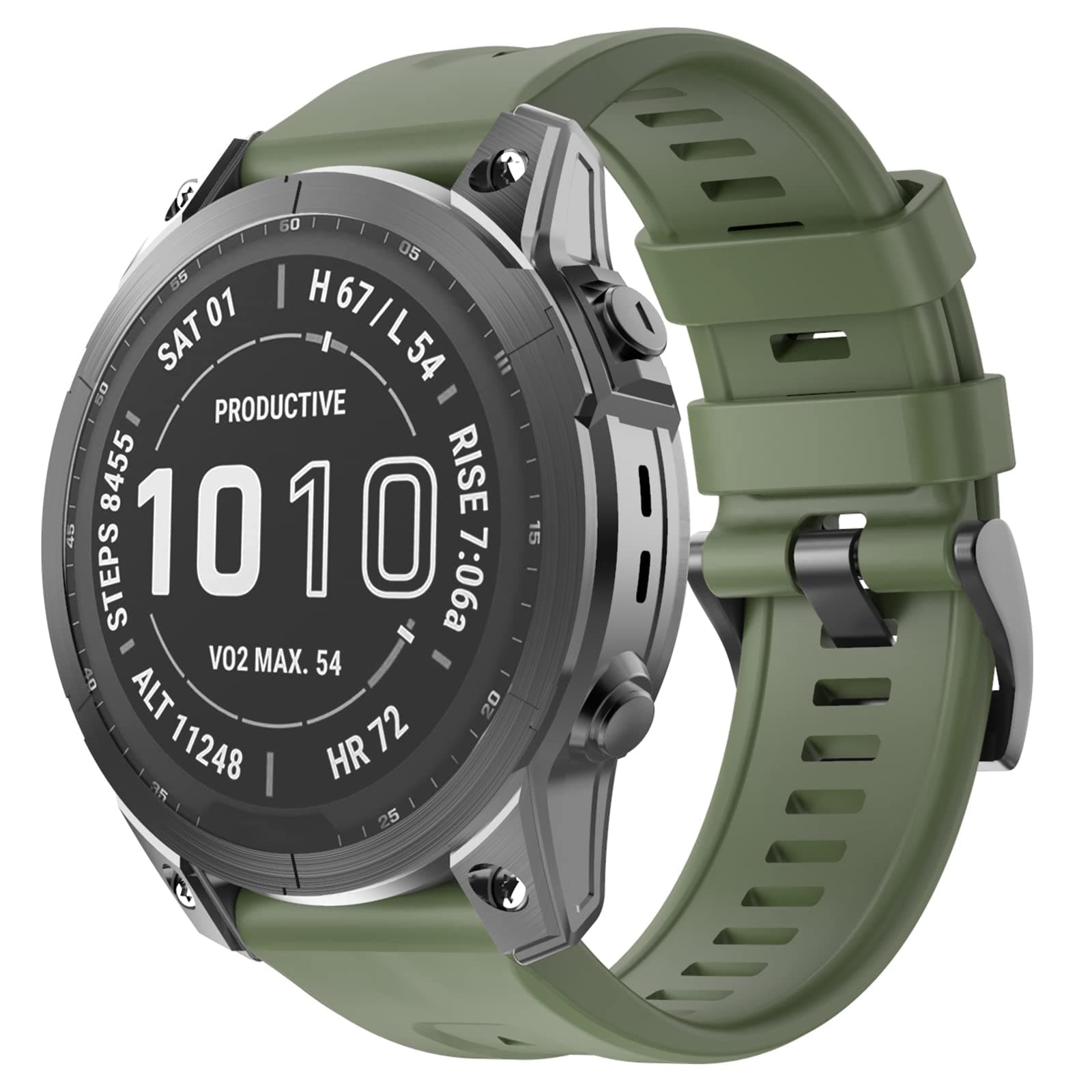 OVERSTEP Compatible with Fenix 7X Band, 26mm Width Soft Silicone Watch Strap for Garmin Fenix 5X/Fenix 5X Plus/Fenix 6X/Fenix 6X Pro Smartwatch (Military Green)
