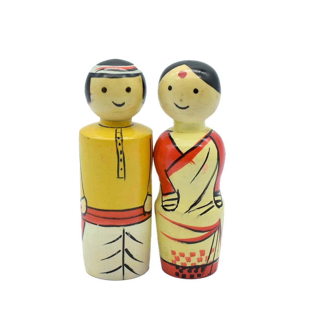 Puja N Pujari Channapatna Wooden Kerala Couple Dolls Set for Kids Paying and Home Decoration