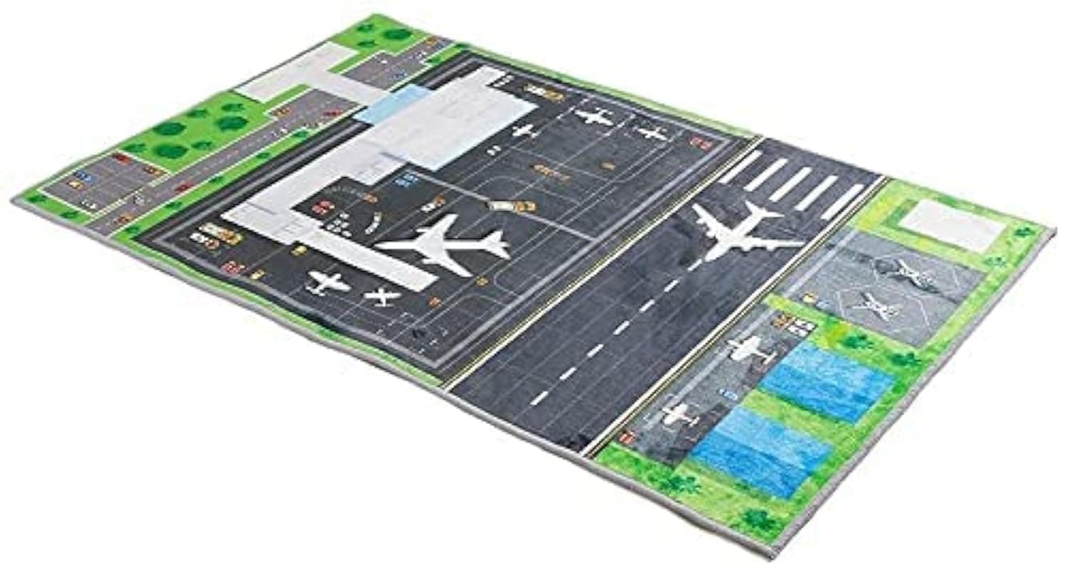 Kids Carpet Play mat, Airport runway plane Kids Rugs For Playroom & Kid Bedroom, Soft Foldable Room Decor rug 120x160(3ft11 x5ft3)