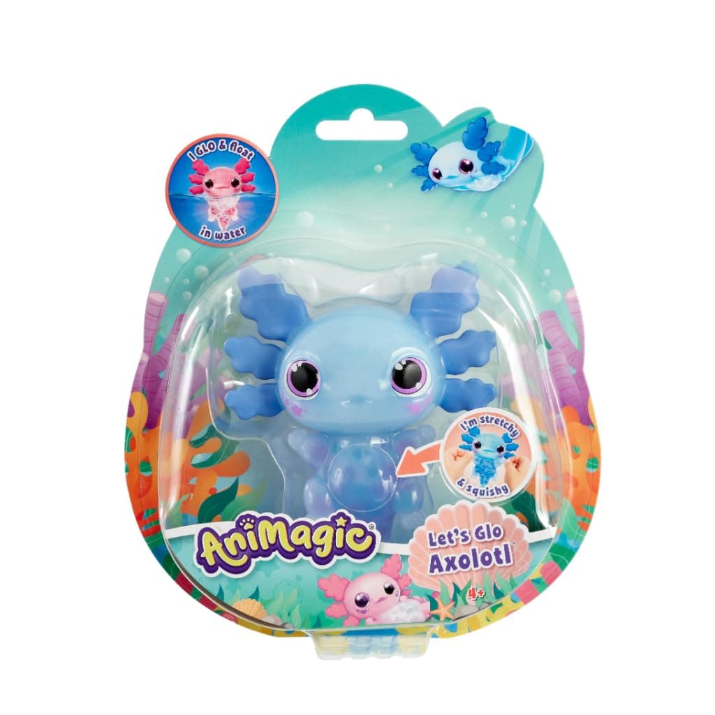 Animagic: Lets Glo Axolotl - Blue | Your Glowing, Floating, Squishy Best Friend | Drop In Water To Watch Them Glow! | Interactive Electronic Pet | For Kids Ages 4+